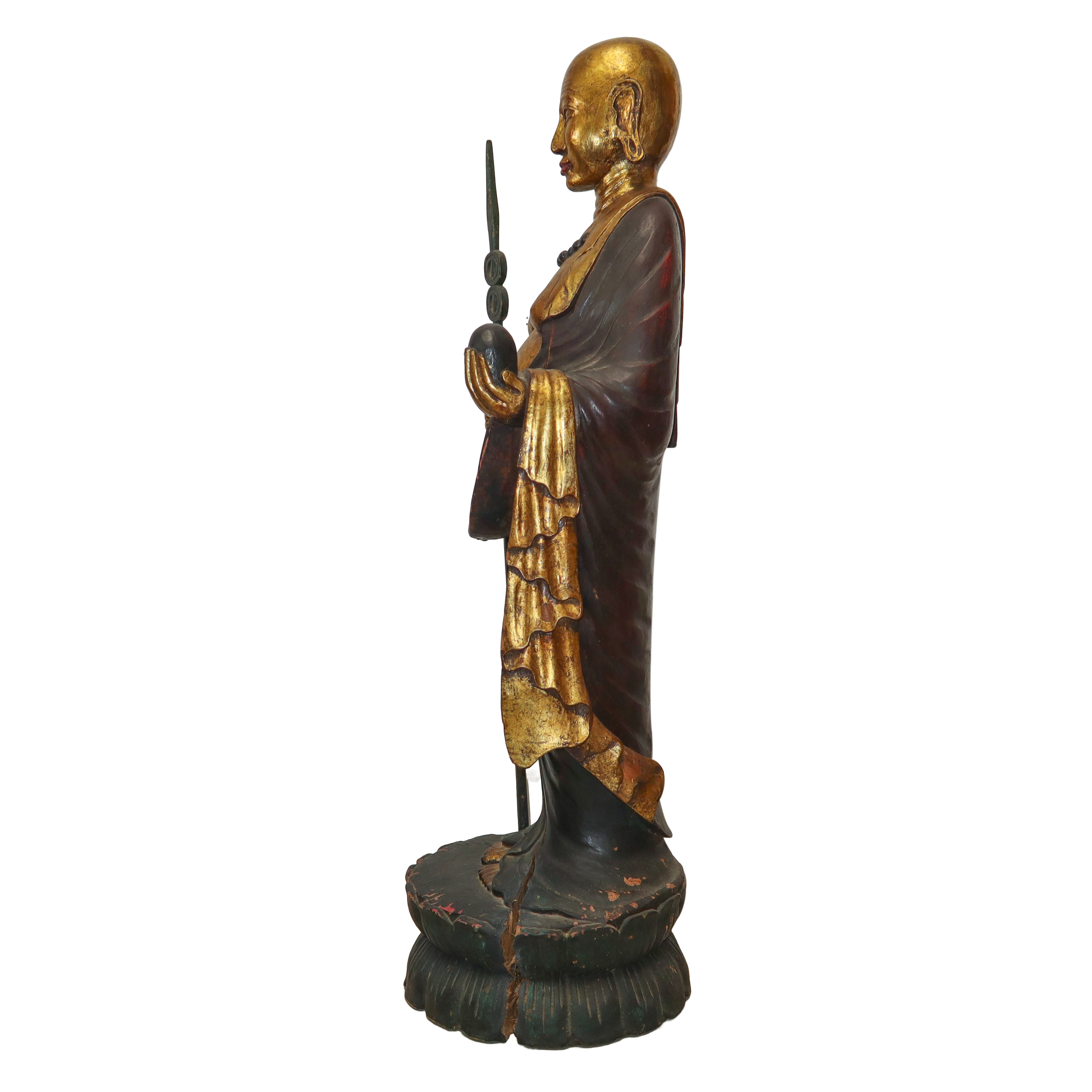 Buddha ligneo policromo tempera e oro