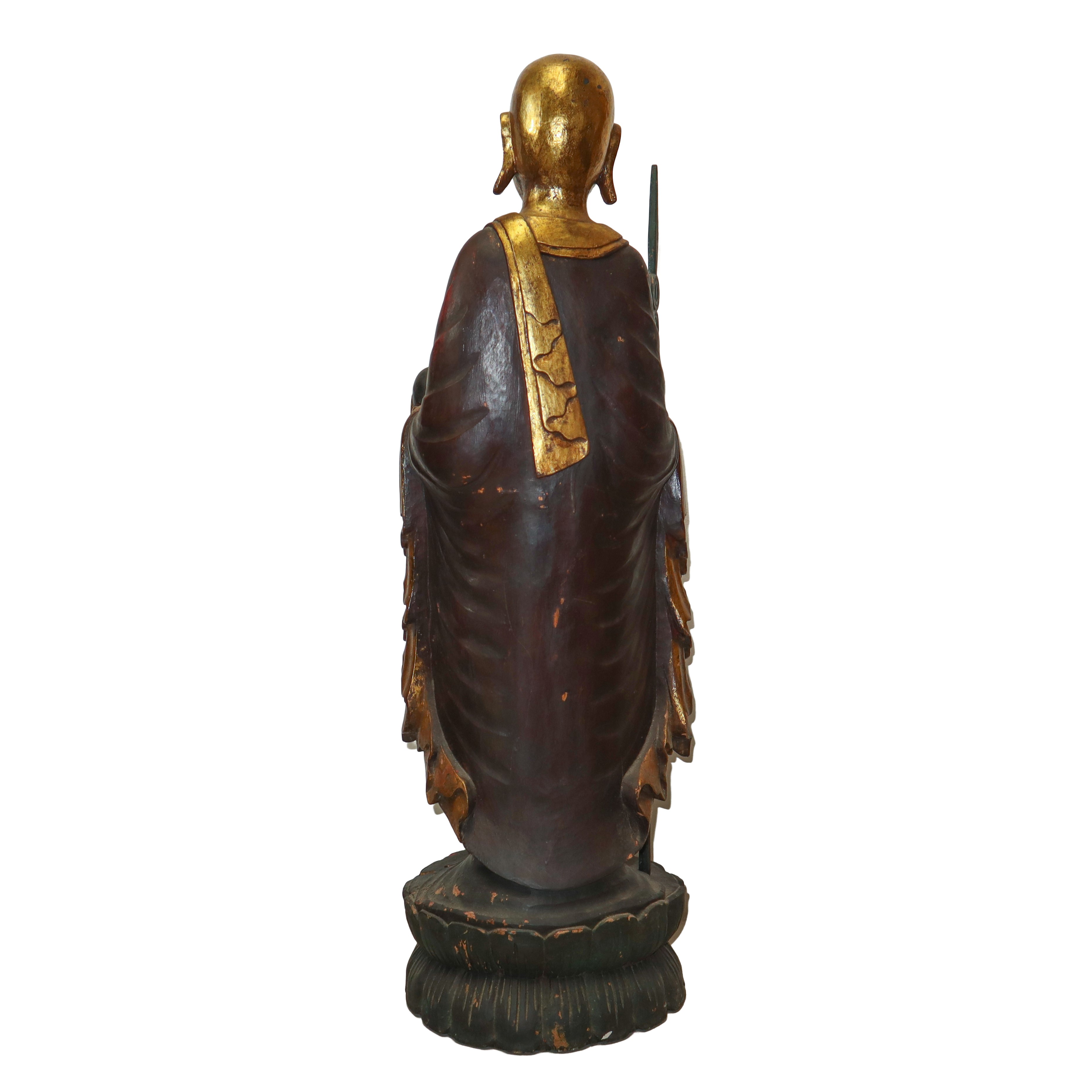 Buddha ligneo policromo tempera e oro
