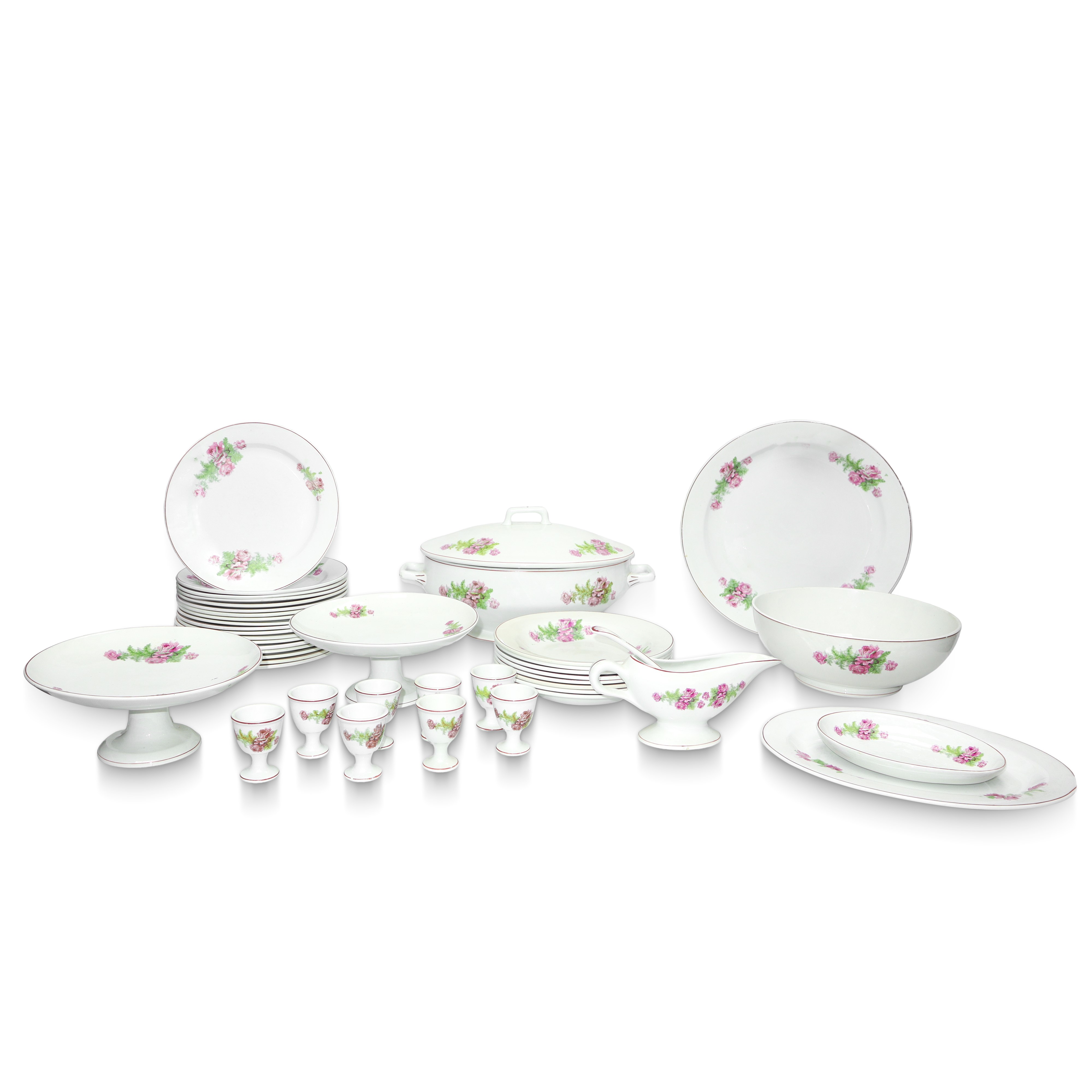 Ceramica Palermo Ceramiche Florio - Ceramica Palermo, Servizio in ceramica bianca con decori flor...