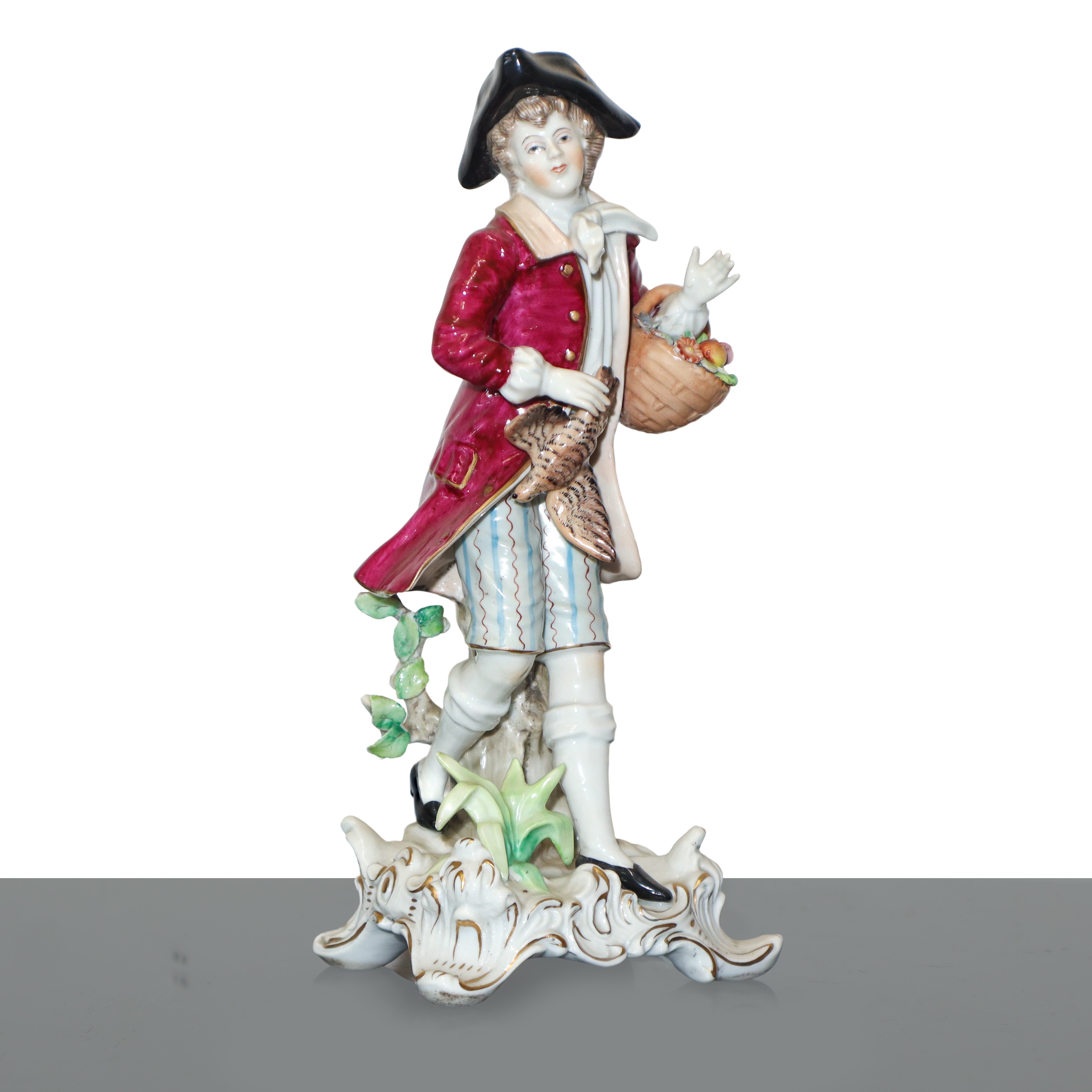 Contadini, Coppia di Sculture in Porcellana di Capodimonte Policroma