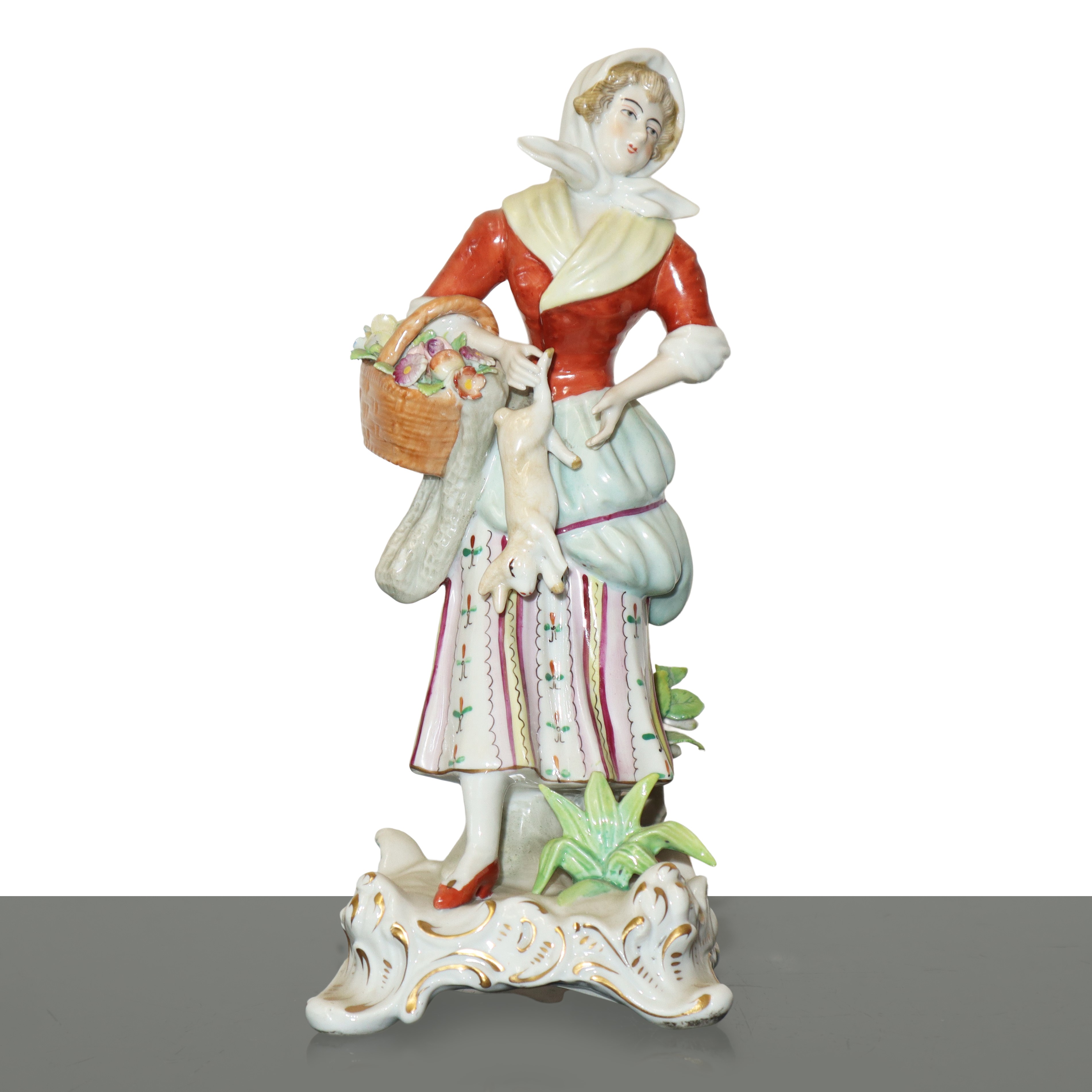 Contadini, Coppia di Sculture in Porcellana di Capodimonte Policroma