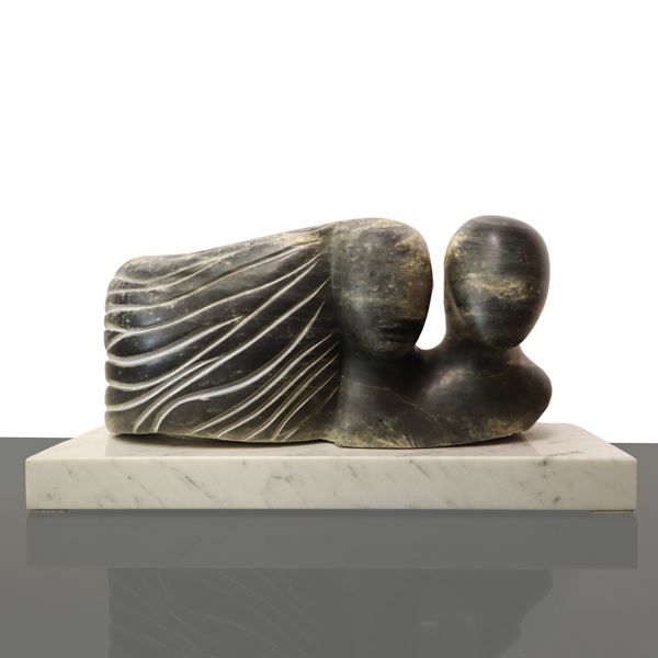 Figures, marble sculpture on base