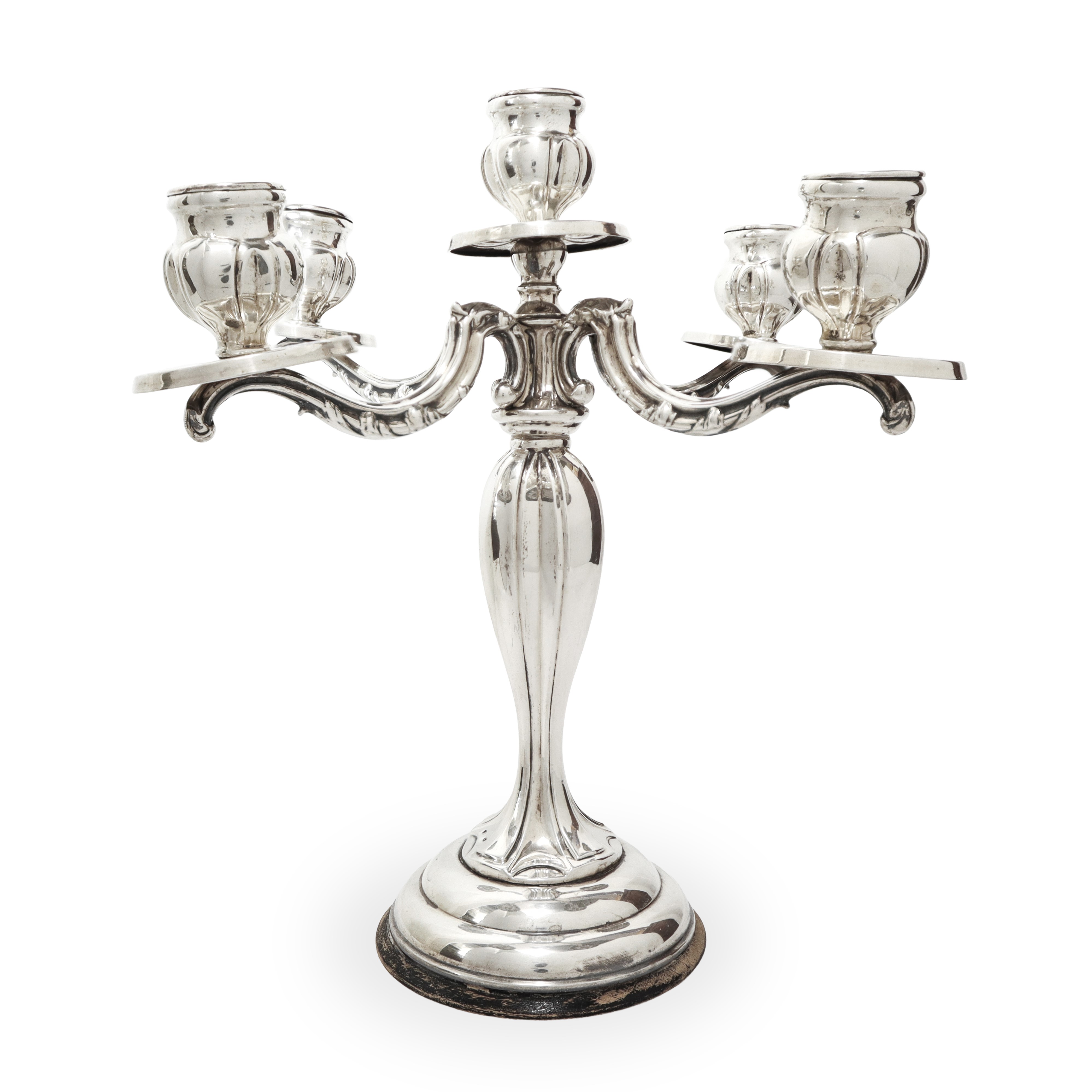 Coppia di candelabri a 5 fiamme in argento 800