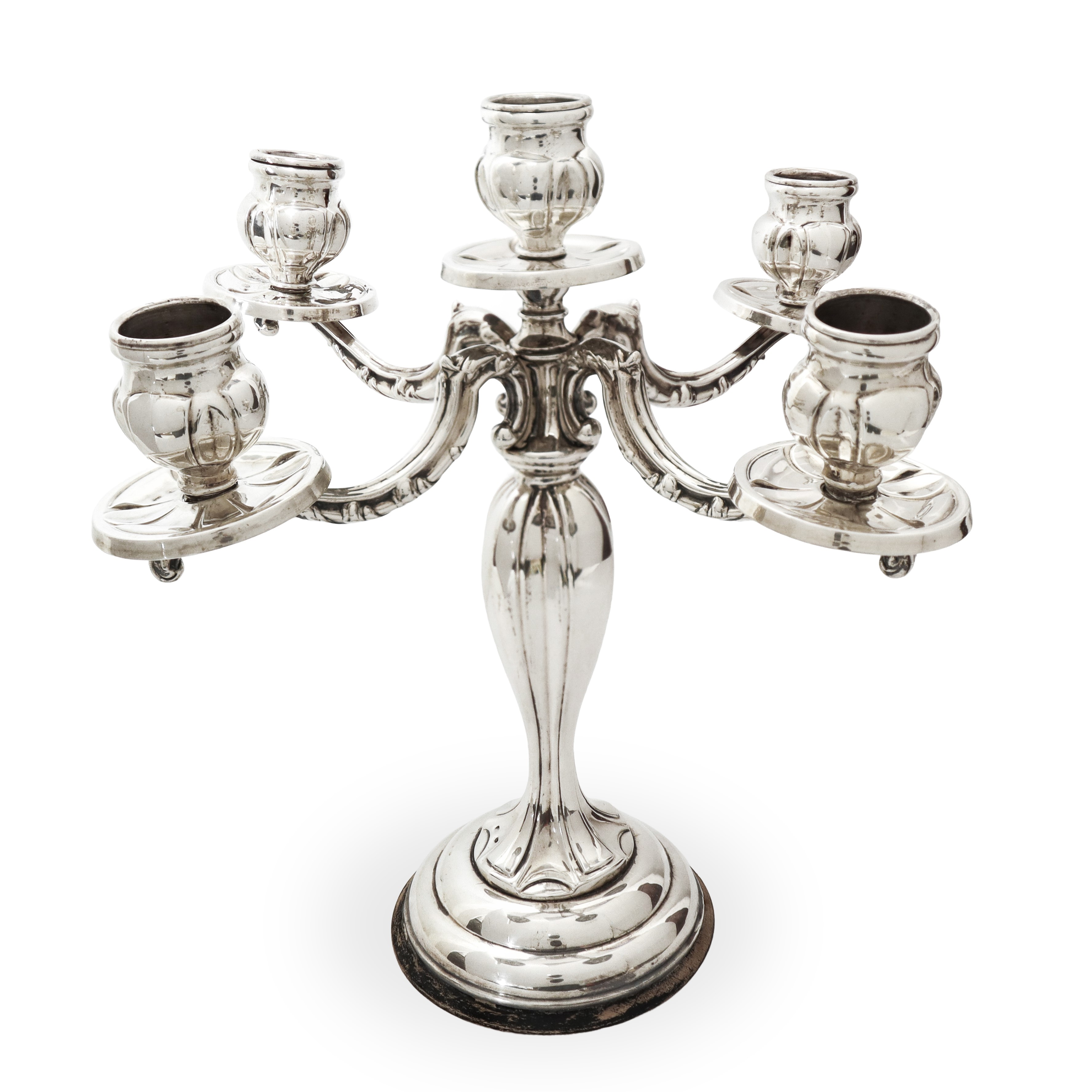 Coppia di candelabri a 5 fiamme in argento 800