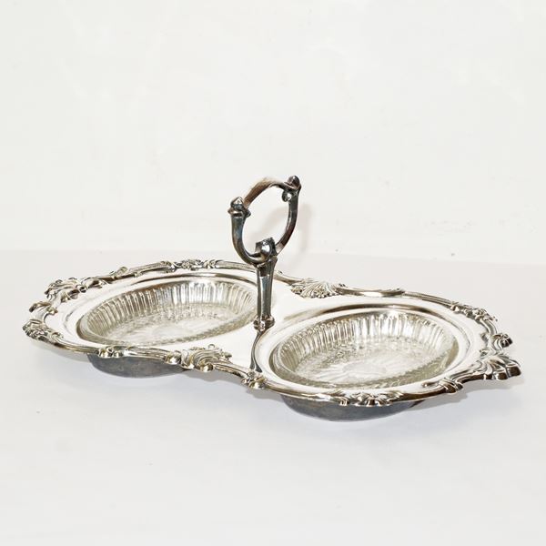 Antipastiera in ottone con ciotoline in vetro