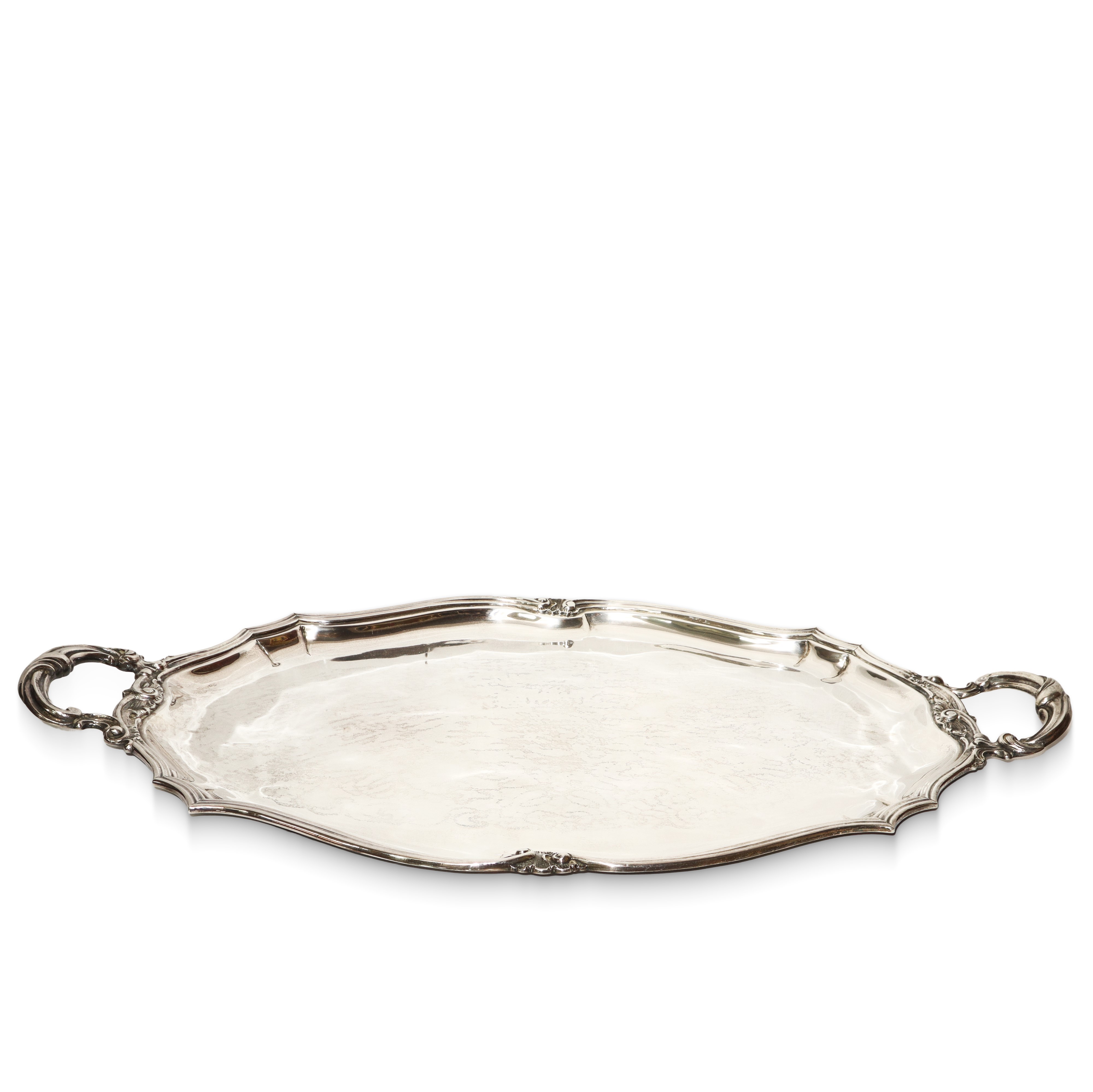 Servizio in argento 800 composto da: caffettiera, teiera, lattiera, zuccheriera e grande vassoio ...