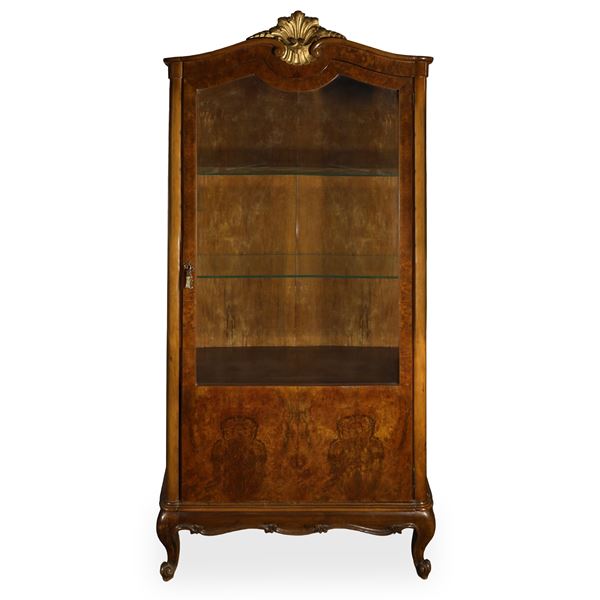 Biedermeier style display cabinet with one glass door and columns on the sides