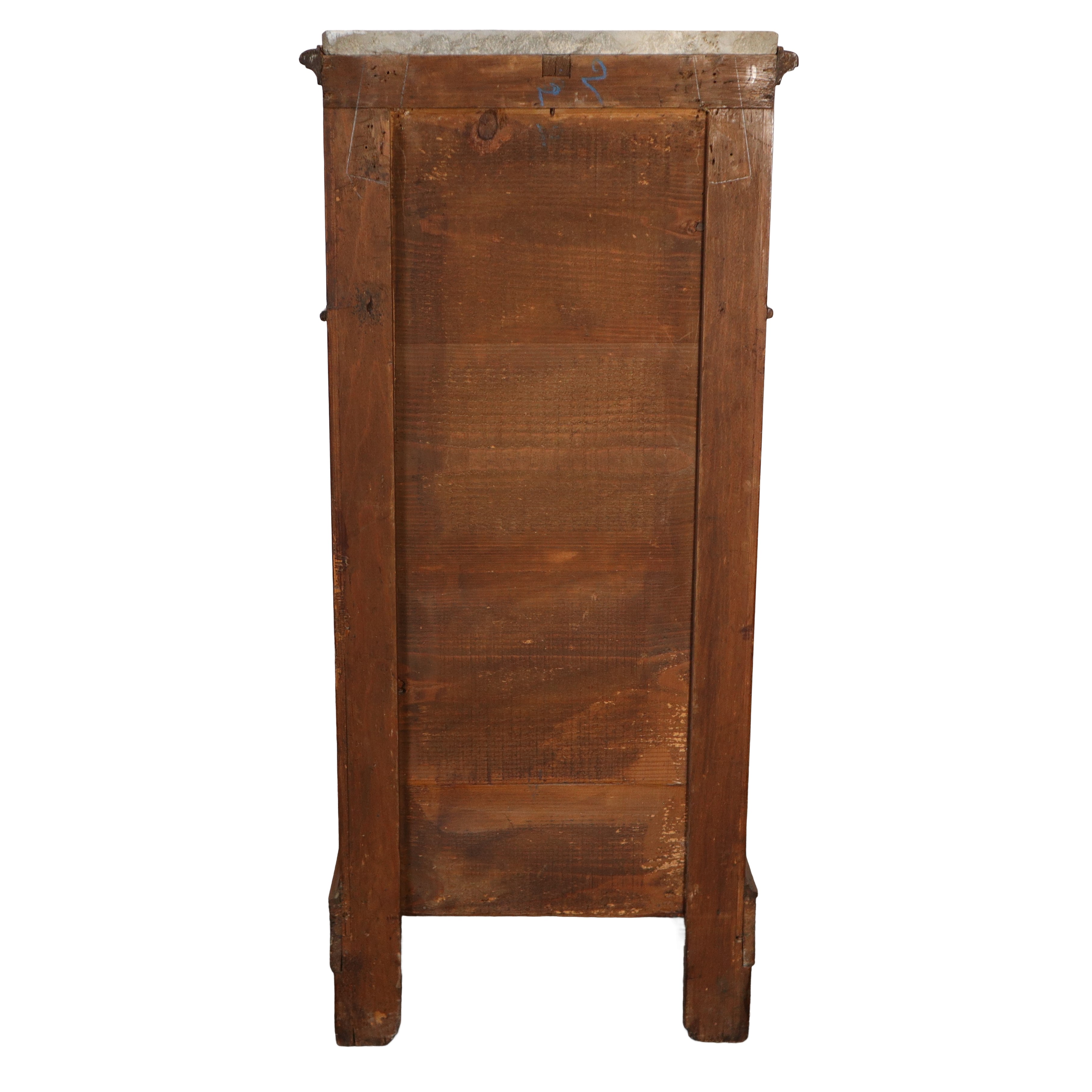 Coppia di comodini in radica di noce, h cm 96x43x33