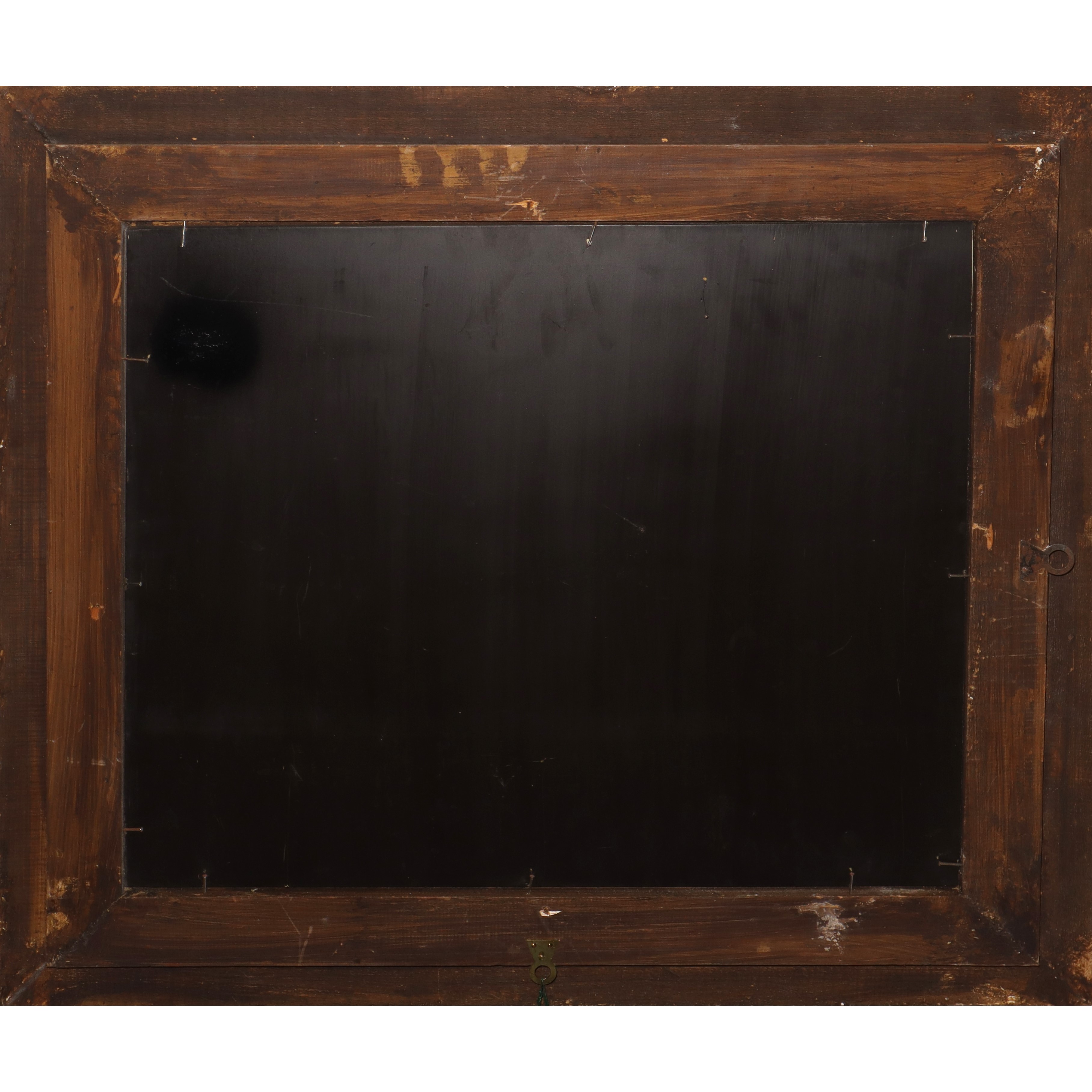 Specchiera rettangolare in cornice dorata con decorazioni floreali agli angoli