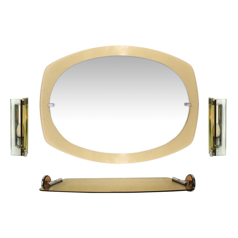 Set da bagno in vetro nei toni del beige