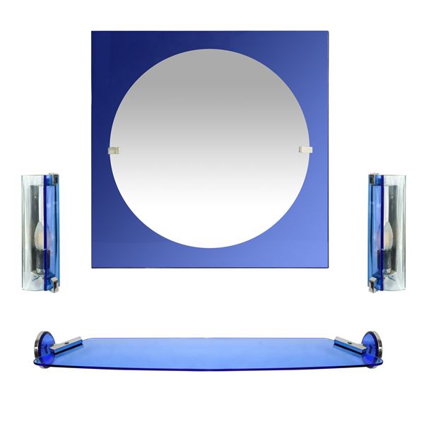 Veca - Glass bathroom set in shades of blue