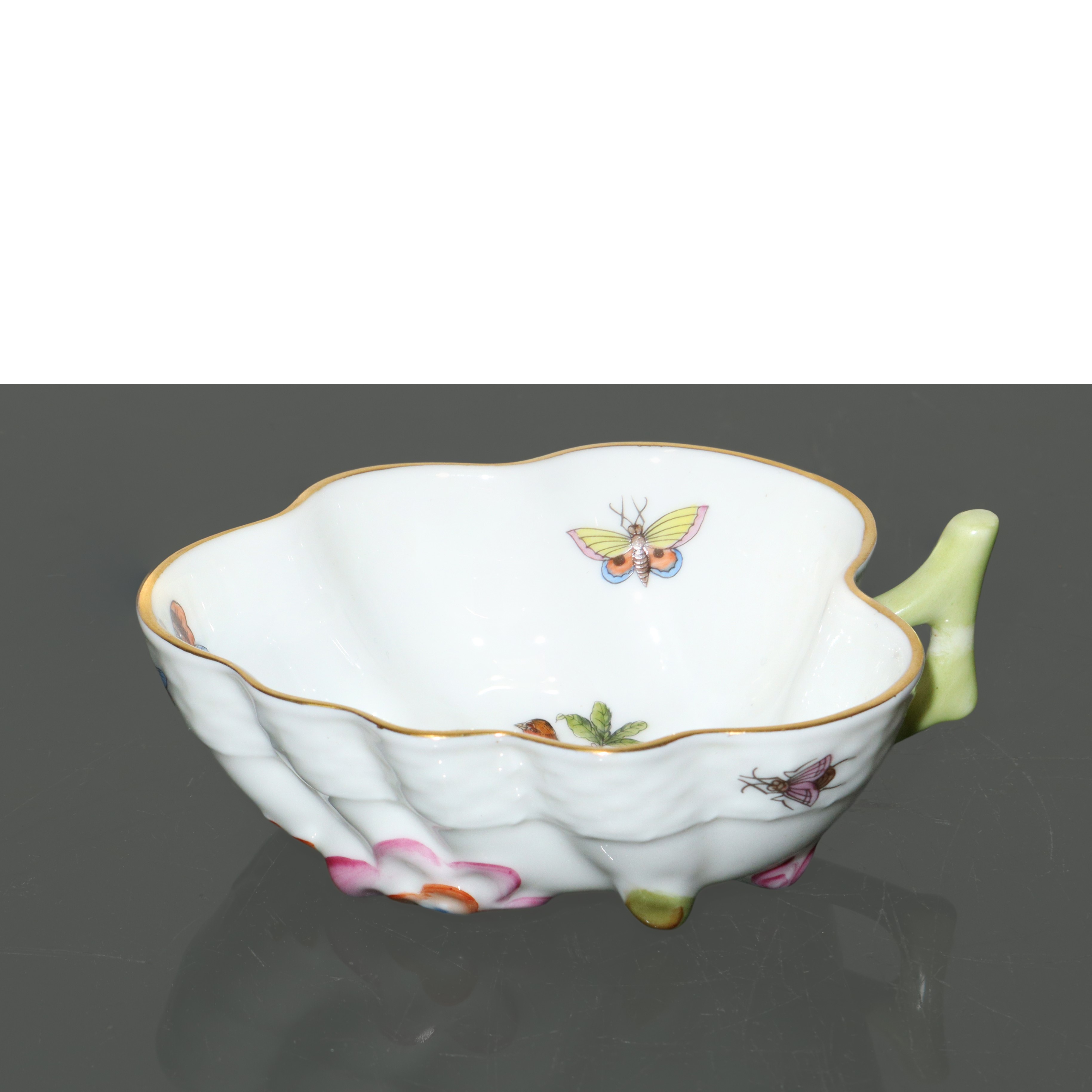 Ciotolina in porcellana Herend Rothschild a forma di foglia