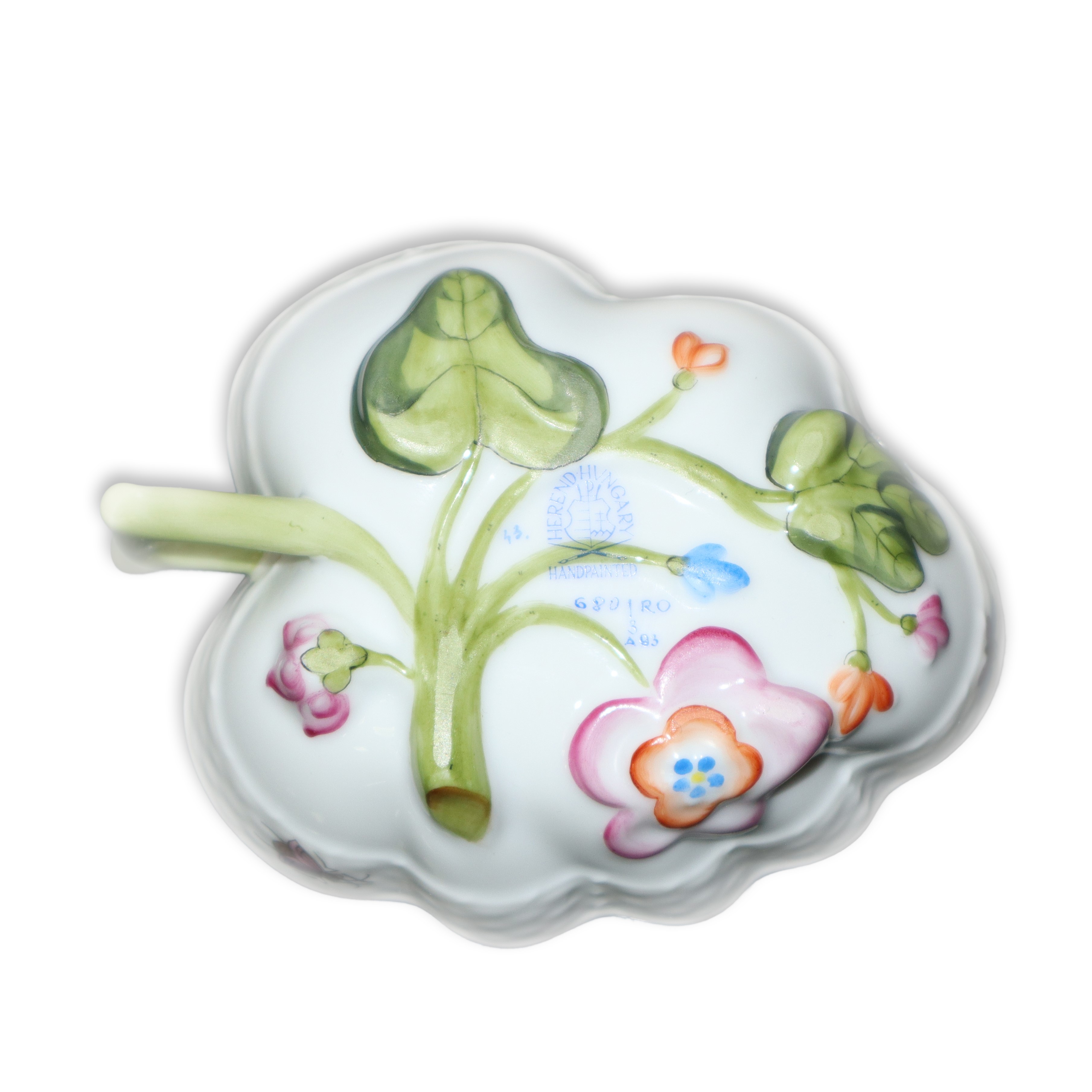 Ciotolina in porcellana Herend Rothschild a forma di foglia