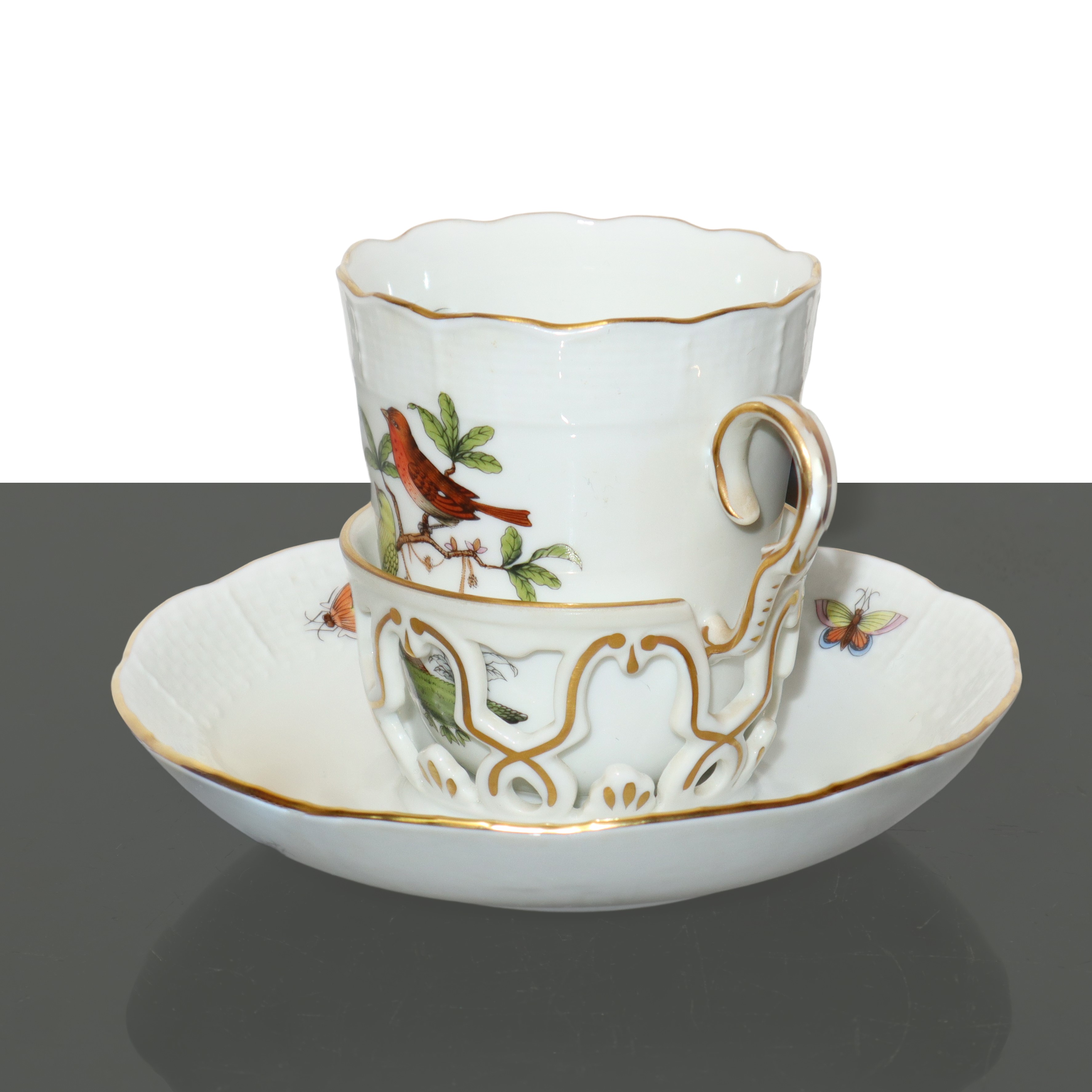Tazzina con piattino in porcellana Herend serie Rothschild
