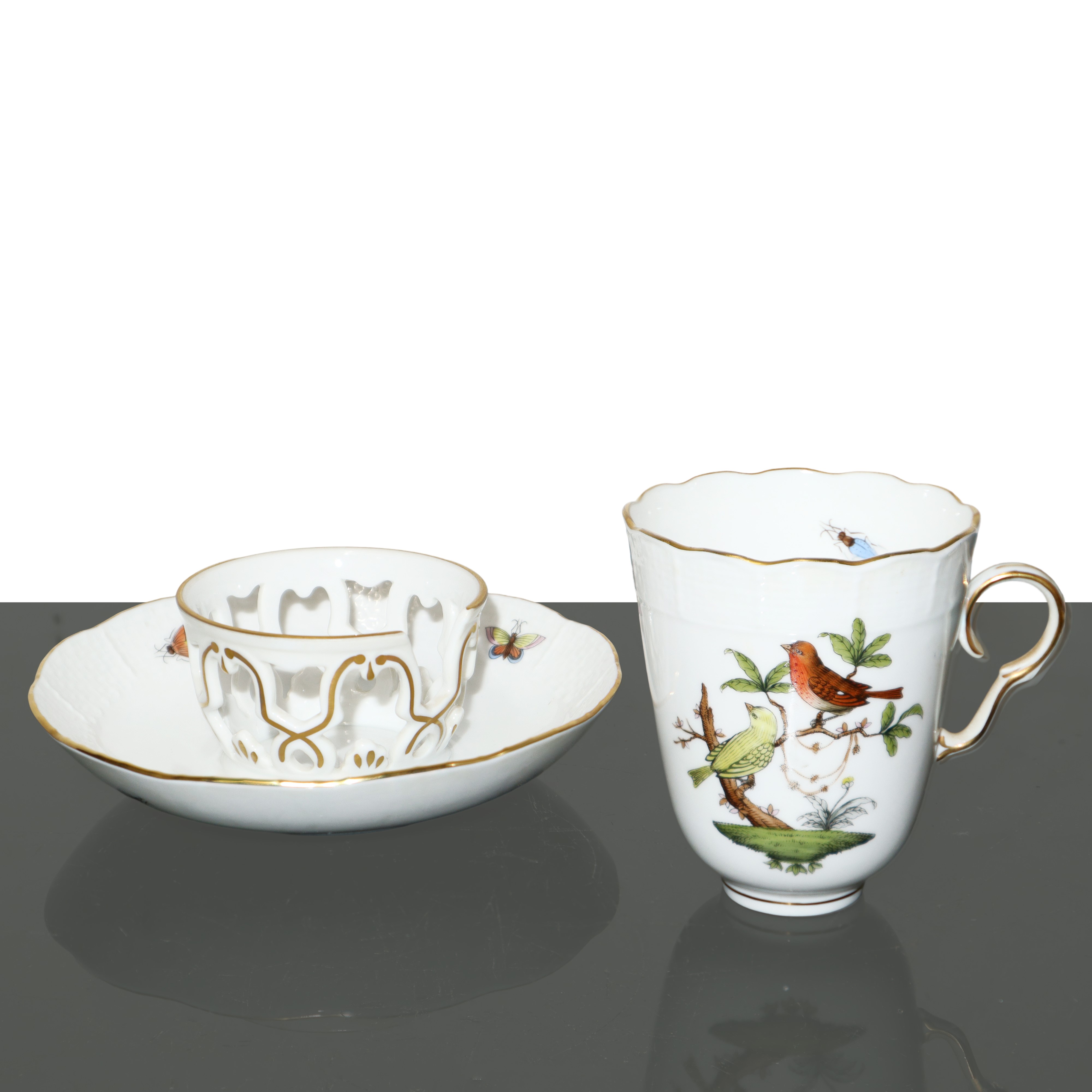 Tazzina con piattino in porcellana Herend serie Rothschild