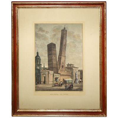Incisione, Bologna, Le Torri