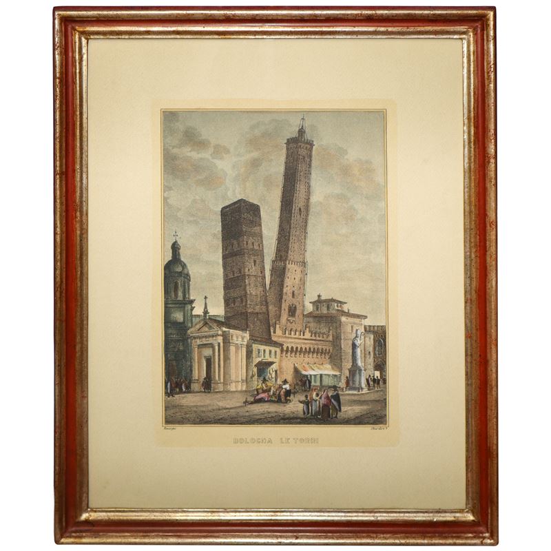 Incisione, Bologna, Le Torri