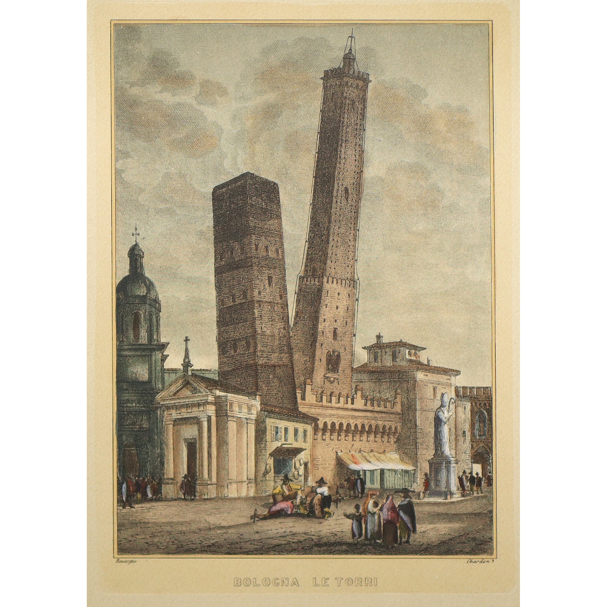 Incisione, Bologna, Le Torri