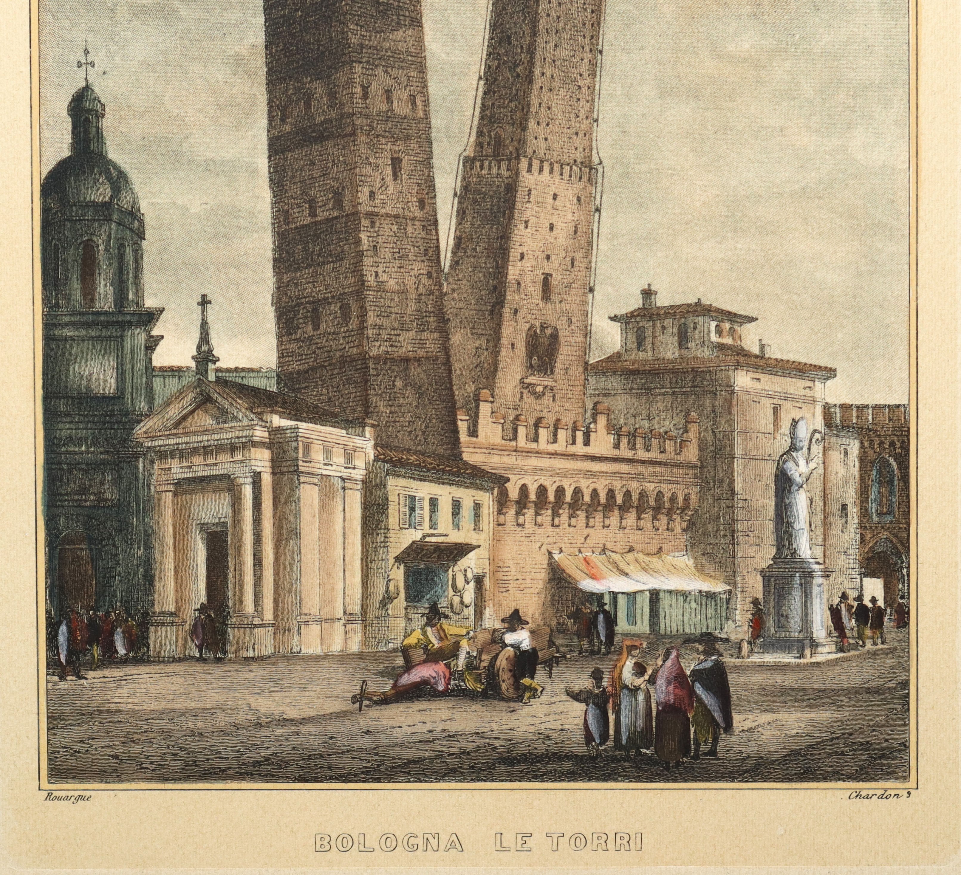 Incisione, Bologna, Le Torri