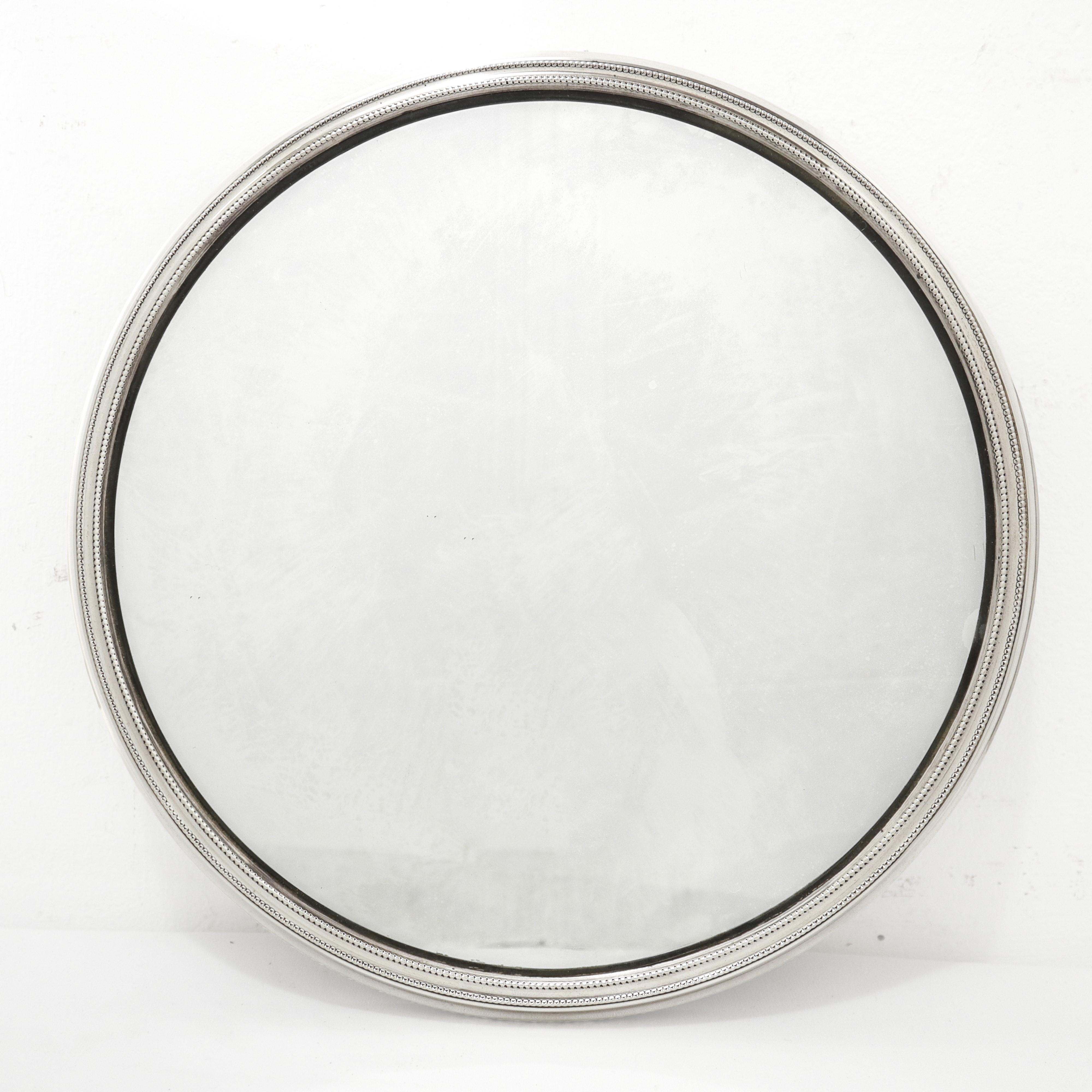 Vassoio con base a specchio e bordo in argento 800