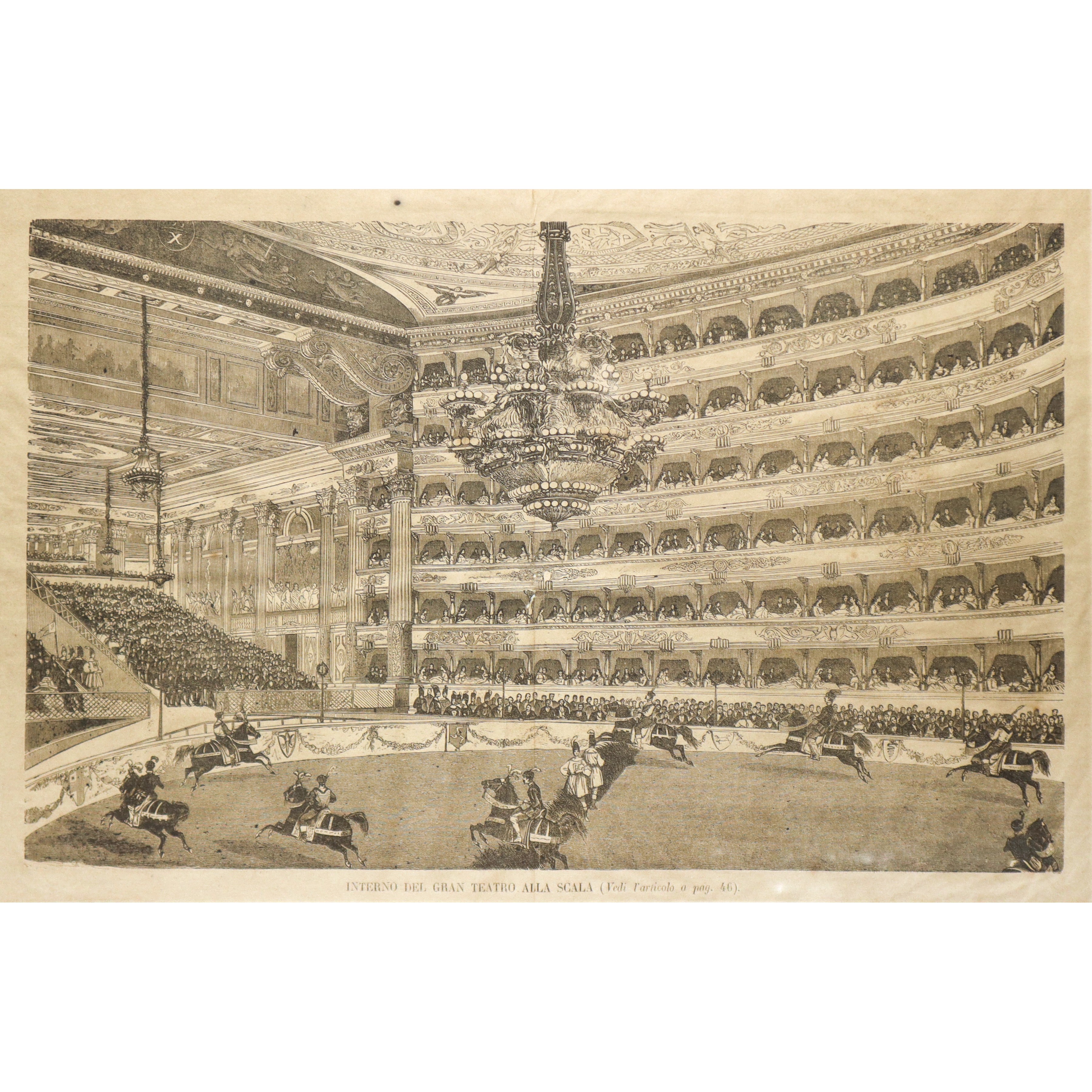Interno Gran Teatro della Scala di Torino, incisione in cornice