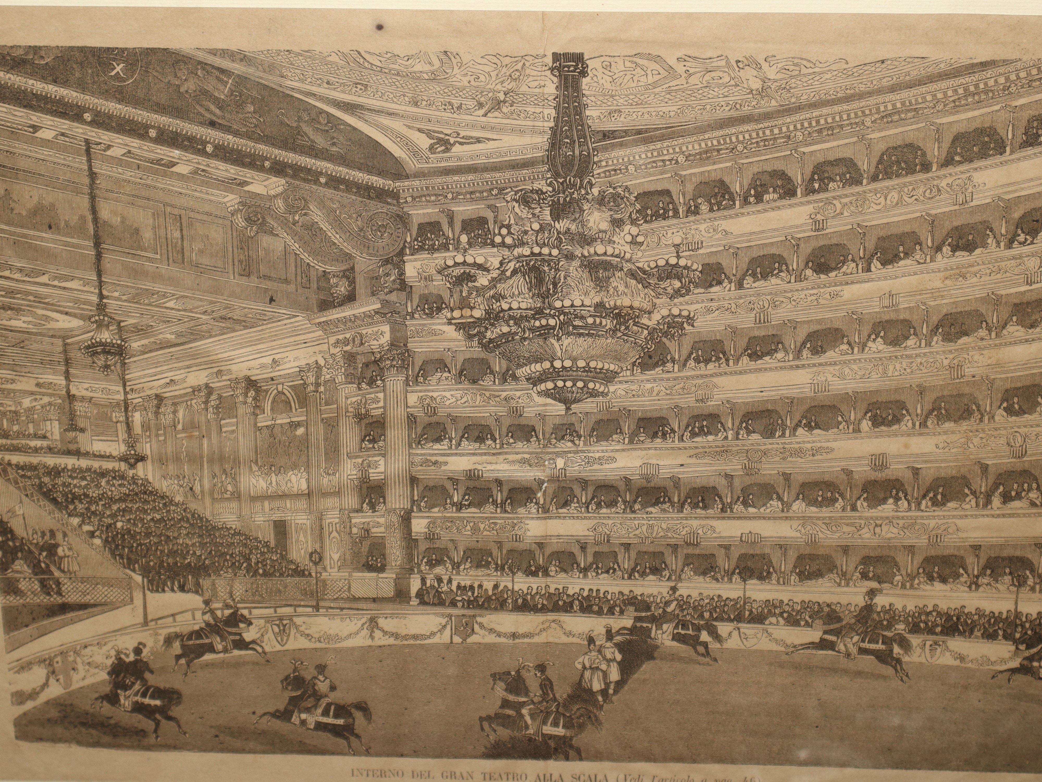 Interno Gran Teatro della Scala di Torino, incisione in cornice