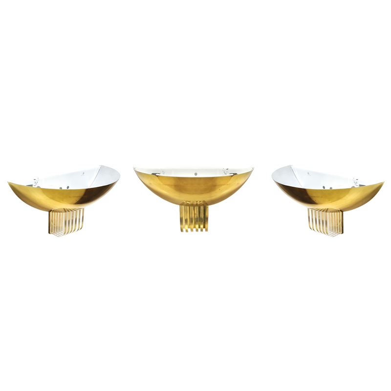 N°3 Appliques, metallo dorato, dimensioni h 16 × 30 cm (cadauna)