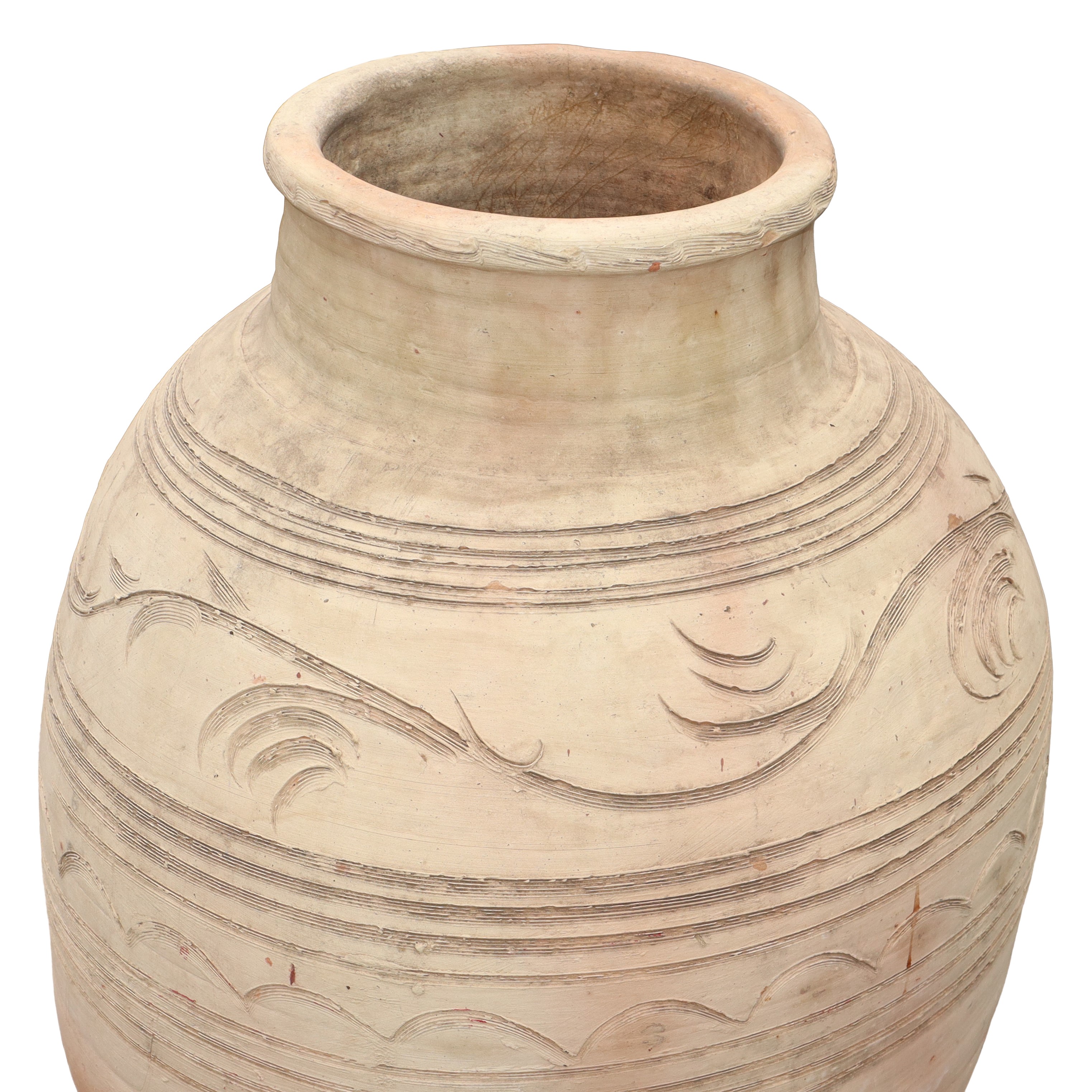 Giara in cotto decorata, altezza cm 81