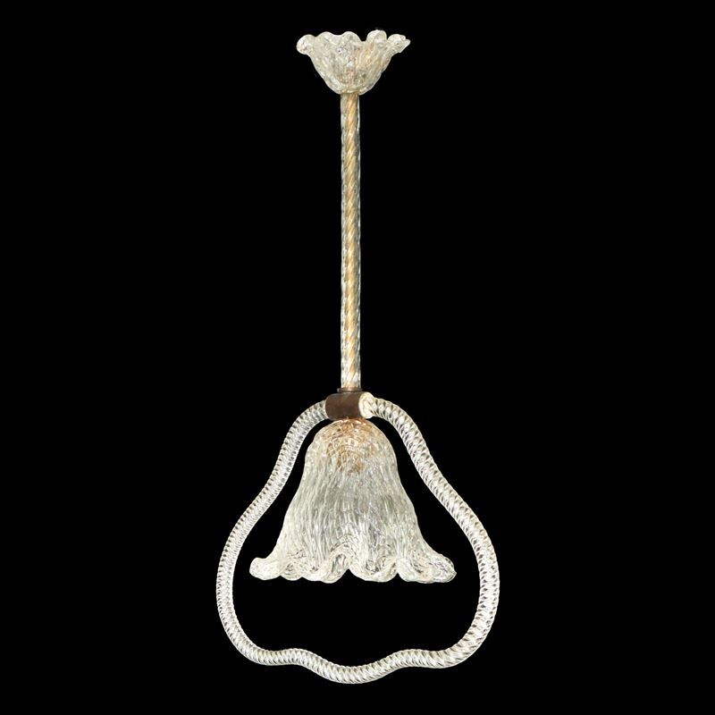 Lampada a sospensione in vetro di Murano