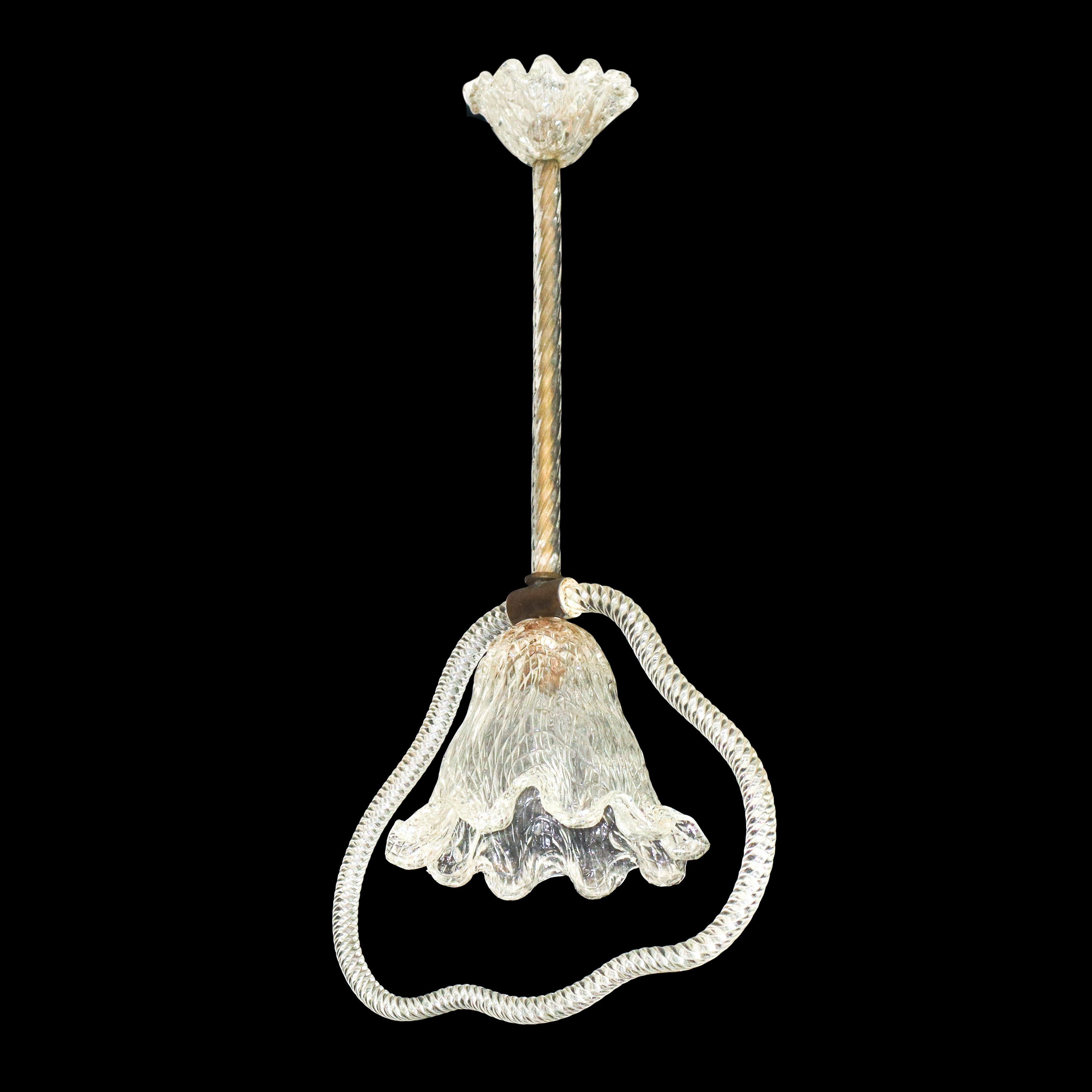 Lampada a sospensione in vetro di Murano