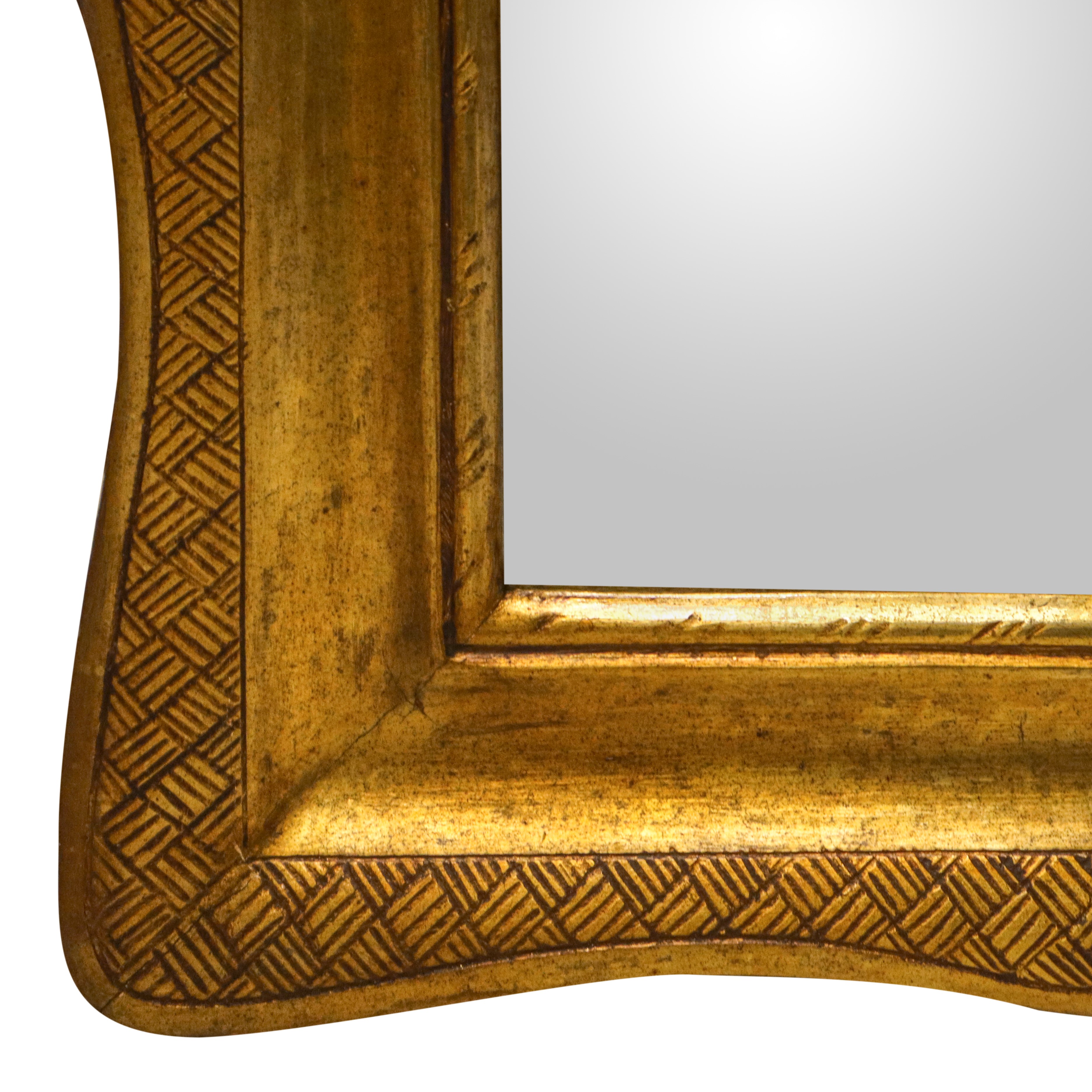 Specchiera in cornice a vassoio dorata, h cm 59x69