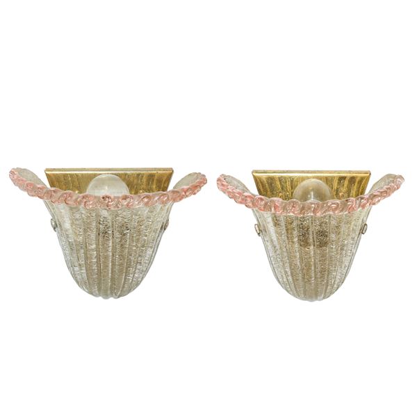 Pair of Murano glass wall lamps
