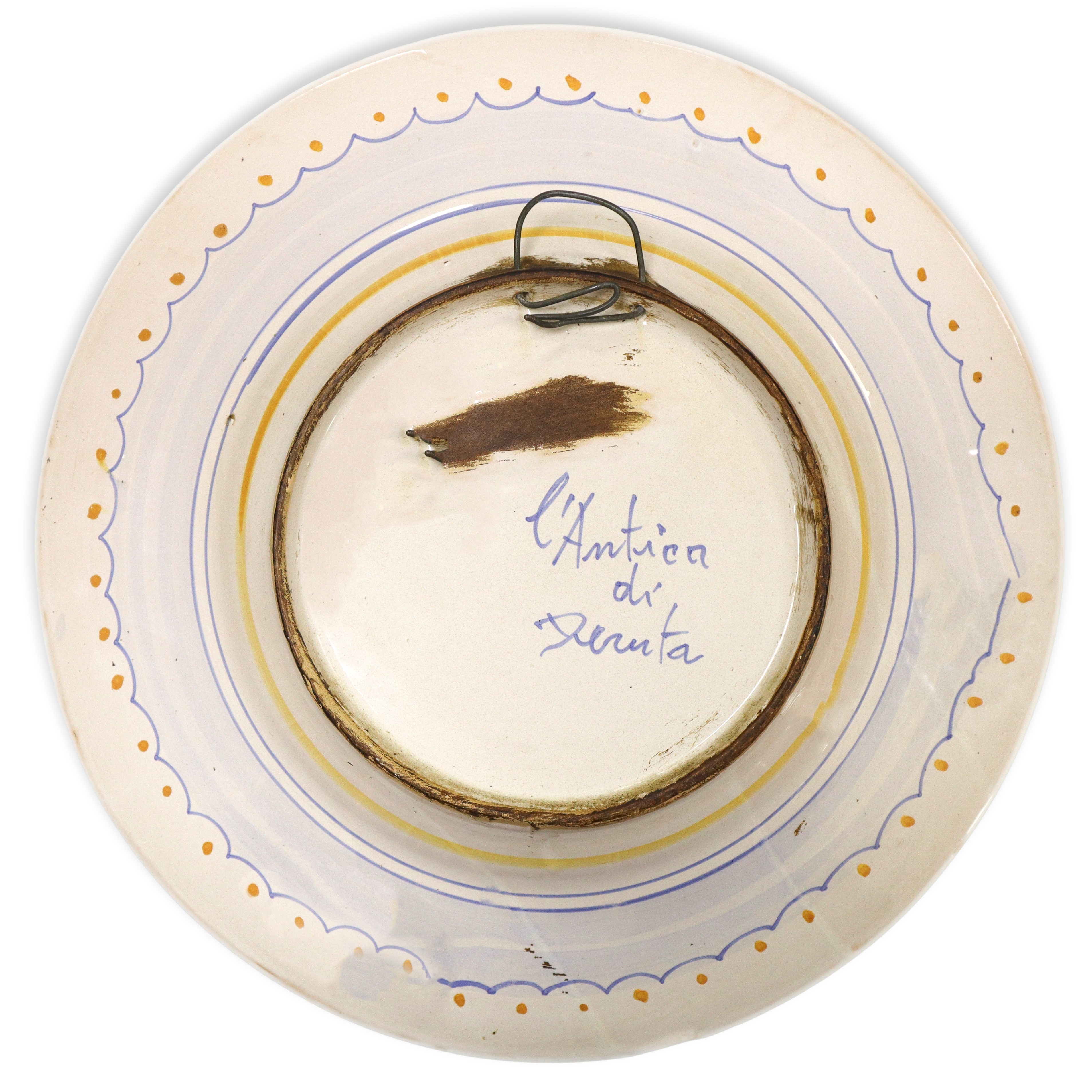Deruta - Piatto in Ceramica Dipinto Policromo con Dama sul Fronte