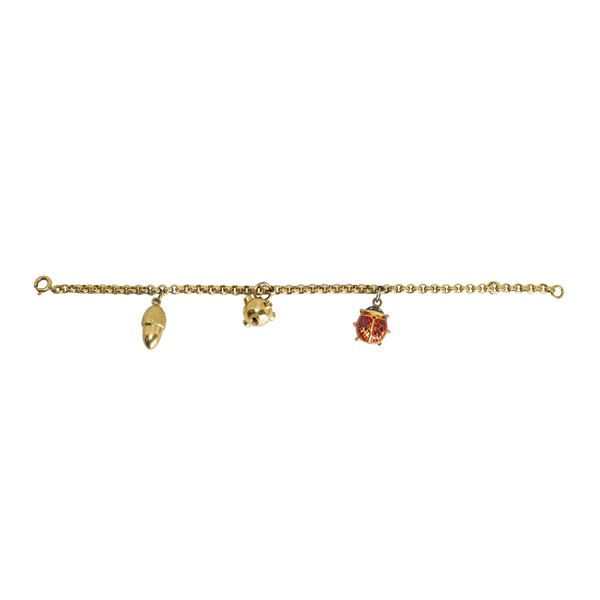 750 gold bracelet for girls with charms