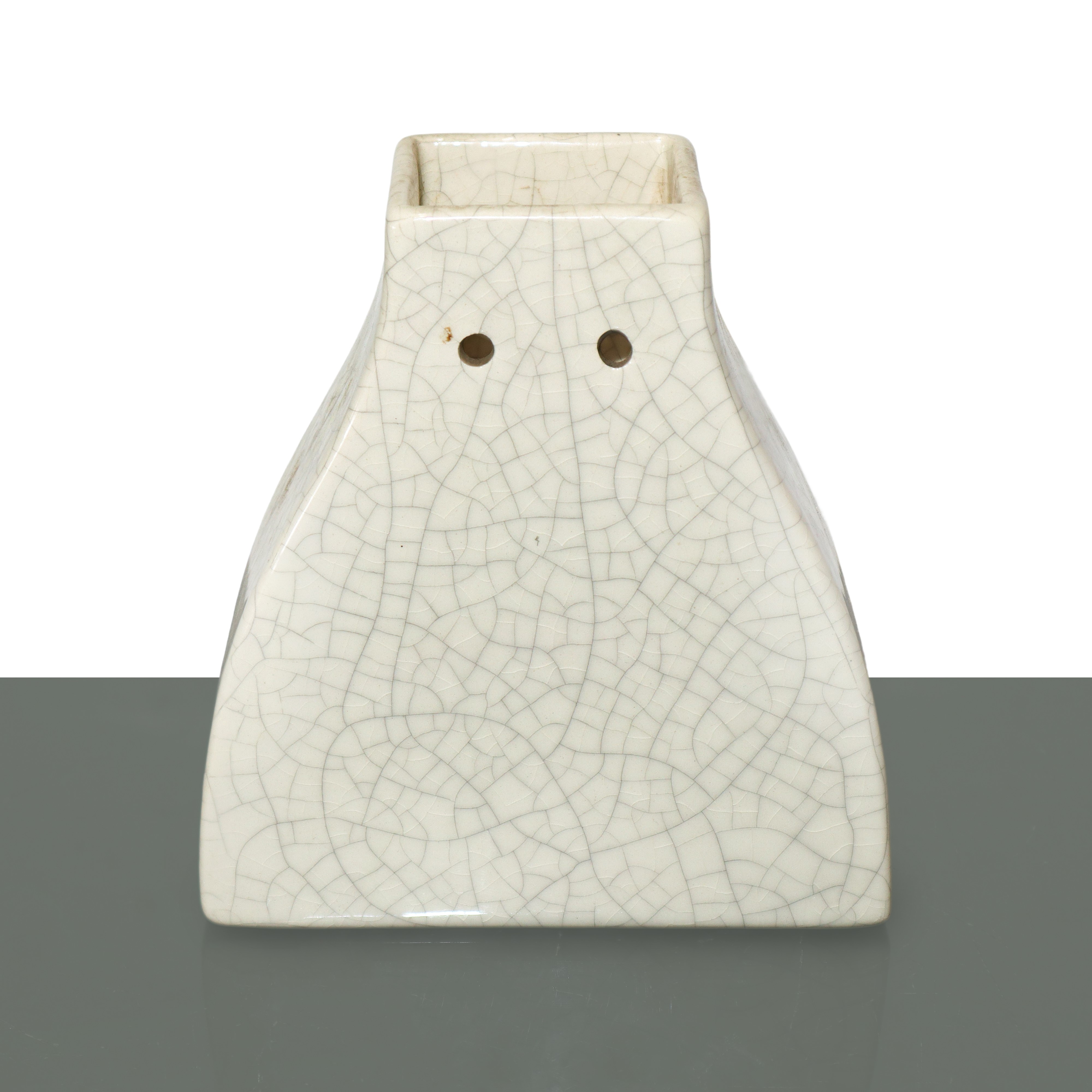 Lenci - Vaso da muro in ceramica con uccellino policromo sul fronte