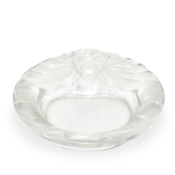 Lalique France - Crystal lion ashtray