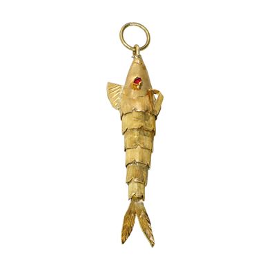 Pendentif a forma di pesce, oro giallo 750 con rubino