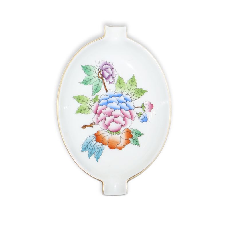 Portacenere Herend collezione Queen Victoria decorato con peonie