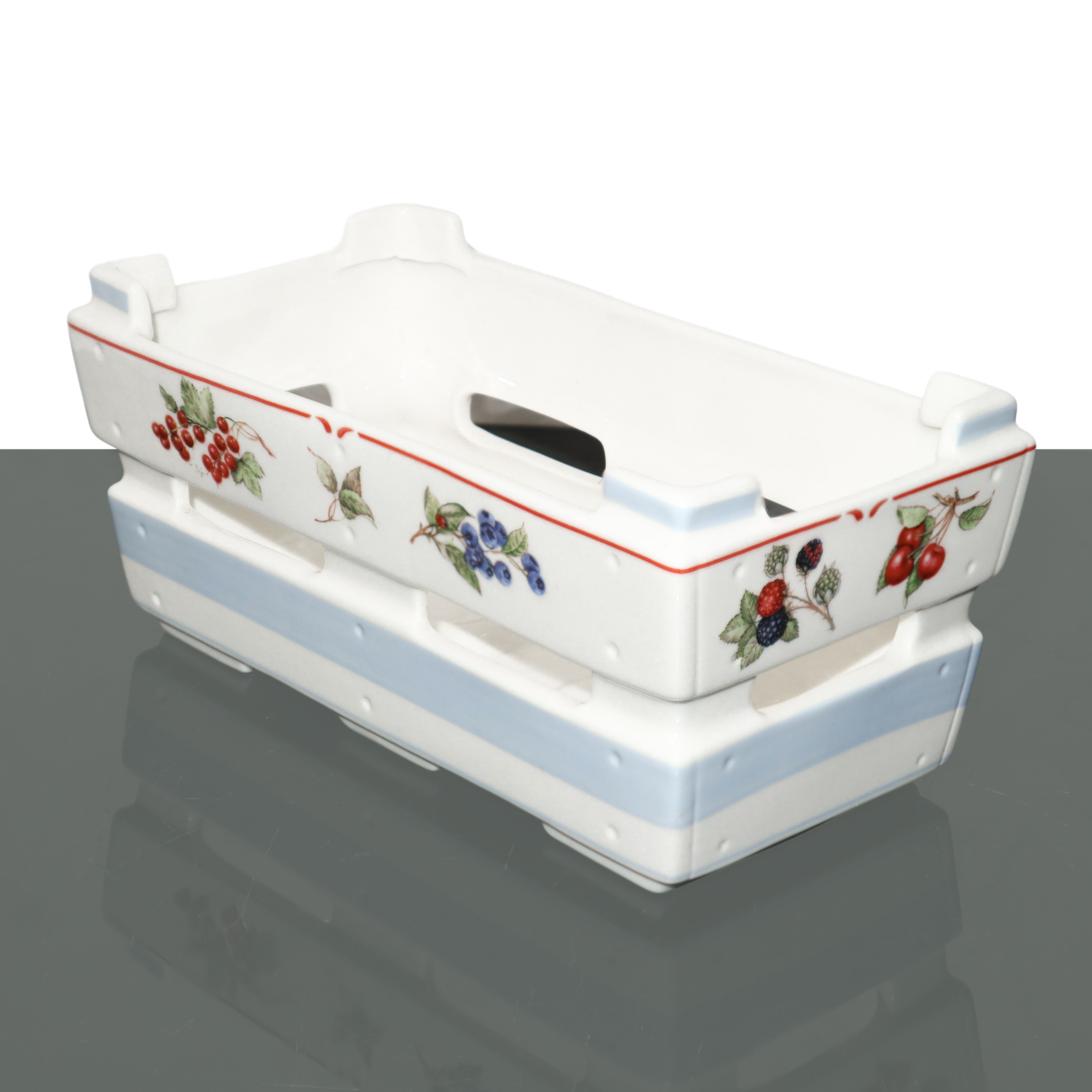 Heinrich W. Germany Villeroy&boch - Cassetta portapane in ceramica decorata con frutti policromi
