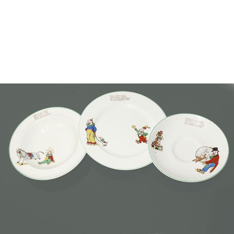 Bcm Nelson Ware - Set vintage Baby dinner con iscrizioni e clown, 1880