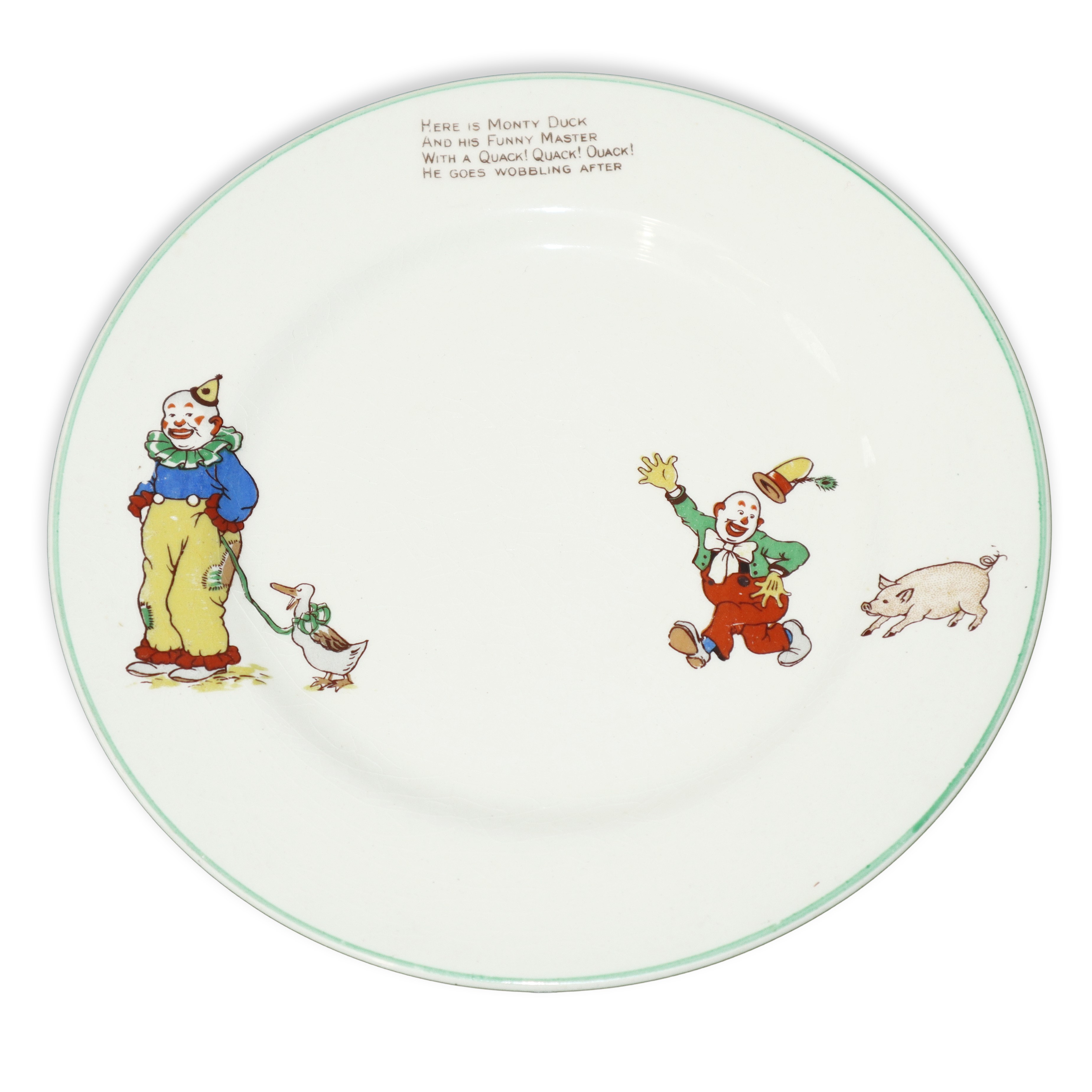 Bcm Nelson Ware - Set vintage Baby dinner con iscrizioni e clown, 1880