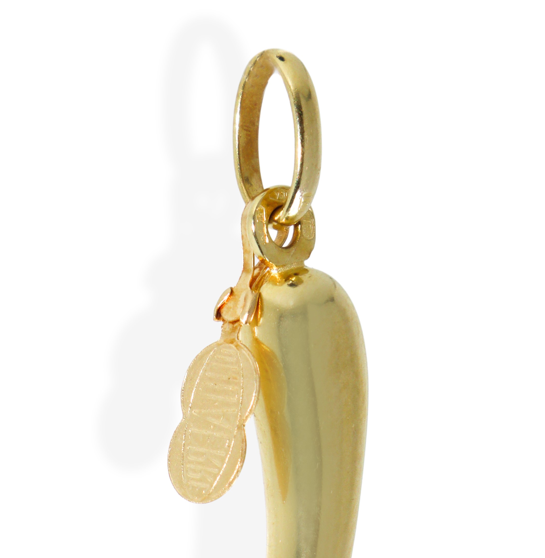 Ciondolo in oro giallo 750 a guisa di corno
