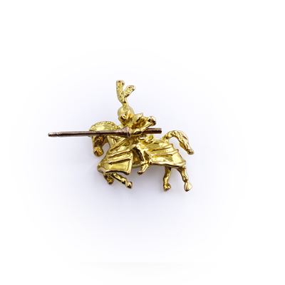 Spilla, oro giallo 750 a guisa di cavaliere