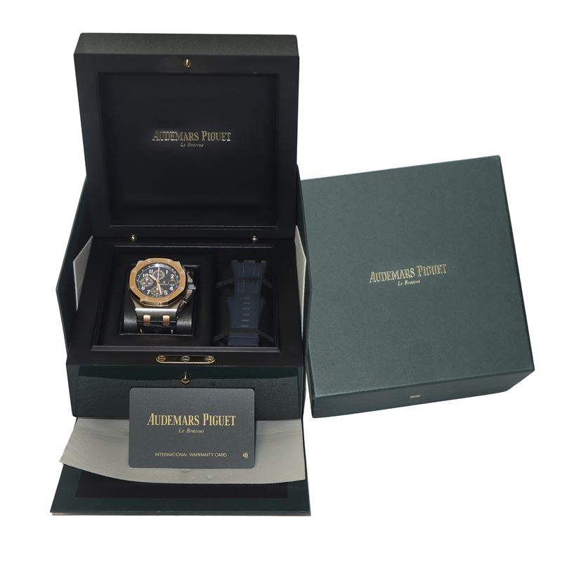 Orologio Audemars Piguet Royal Oak Offshore Chronograph in acciaio con ghiera in oro rosa