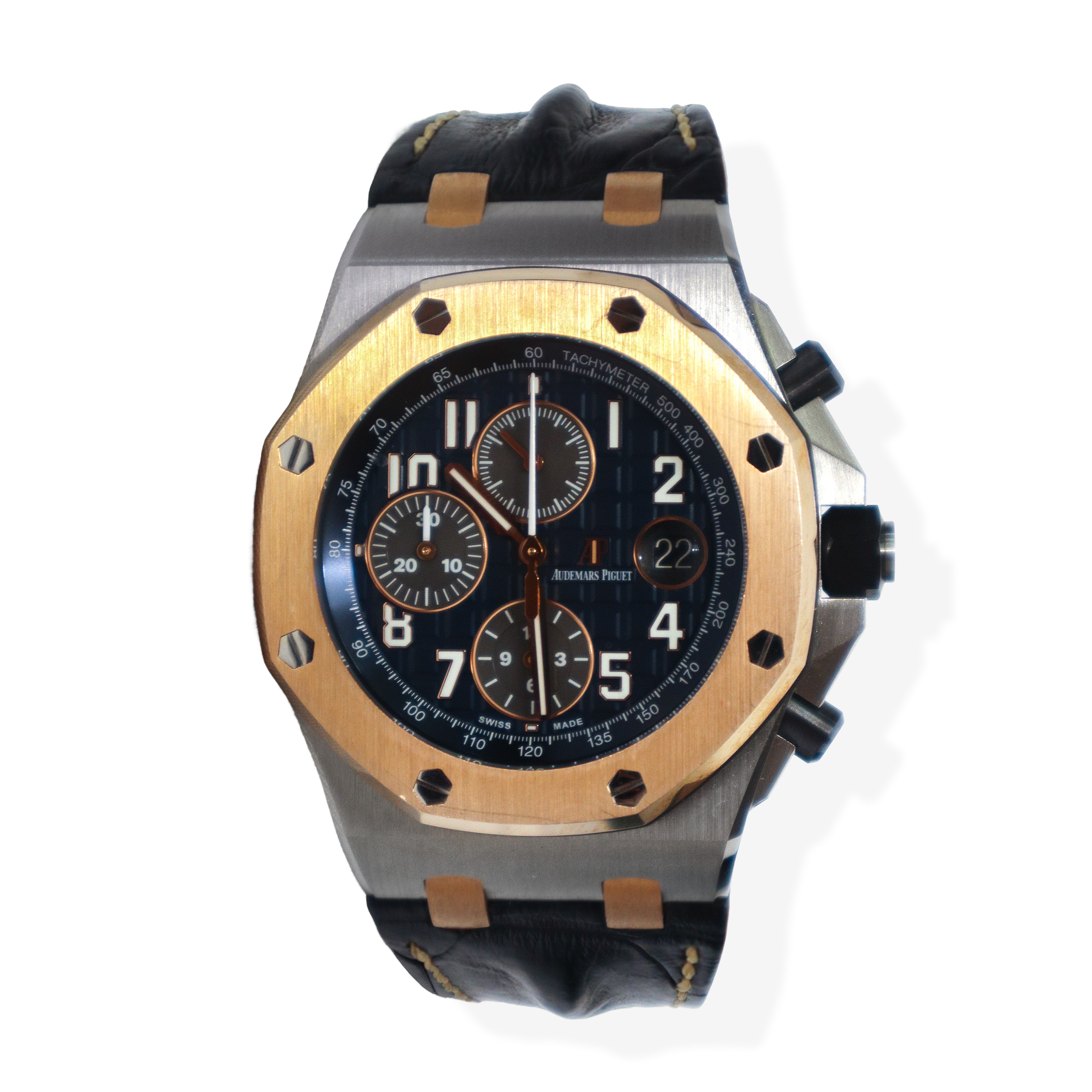 Orologio Audemars Piguet Royal Oak Offshore Chronograph in acciaio con ghiera in oro rosa