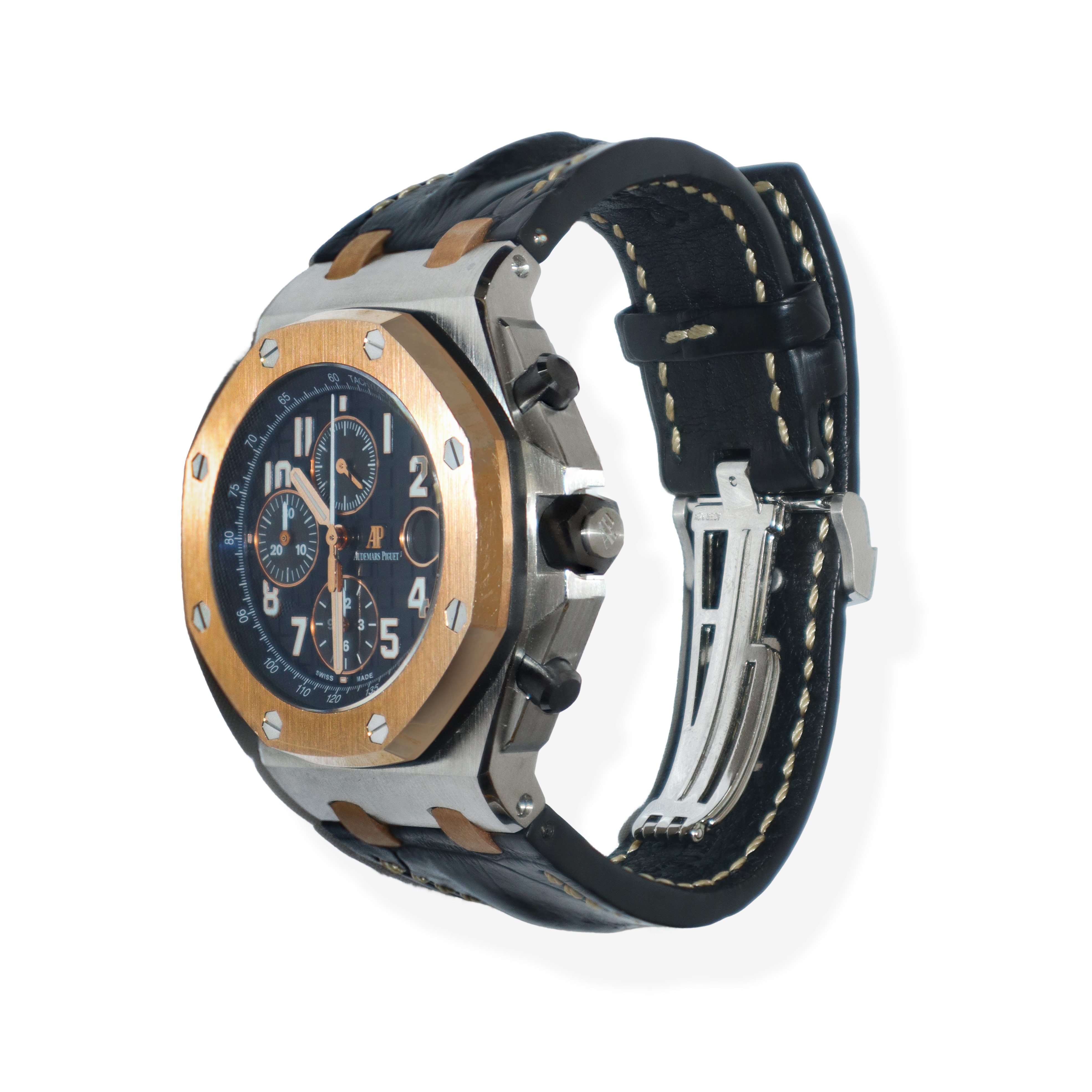 Orologio Audemars Piguet Royal Oak Offshore Chronograph in acciaio con ghiera in oro rosa
