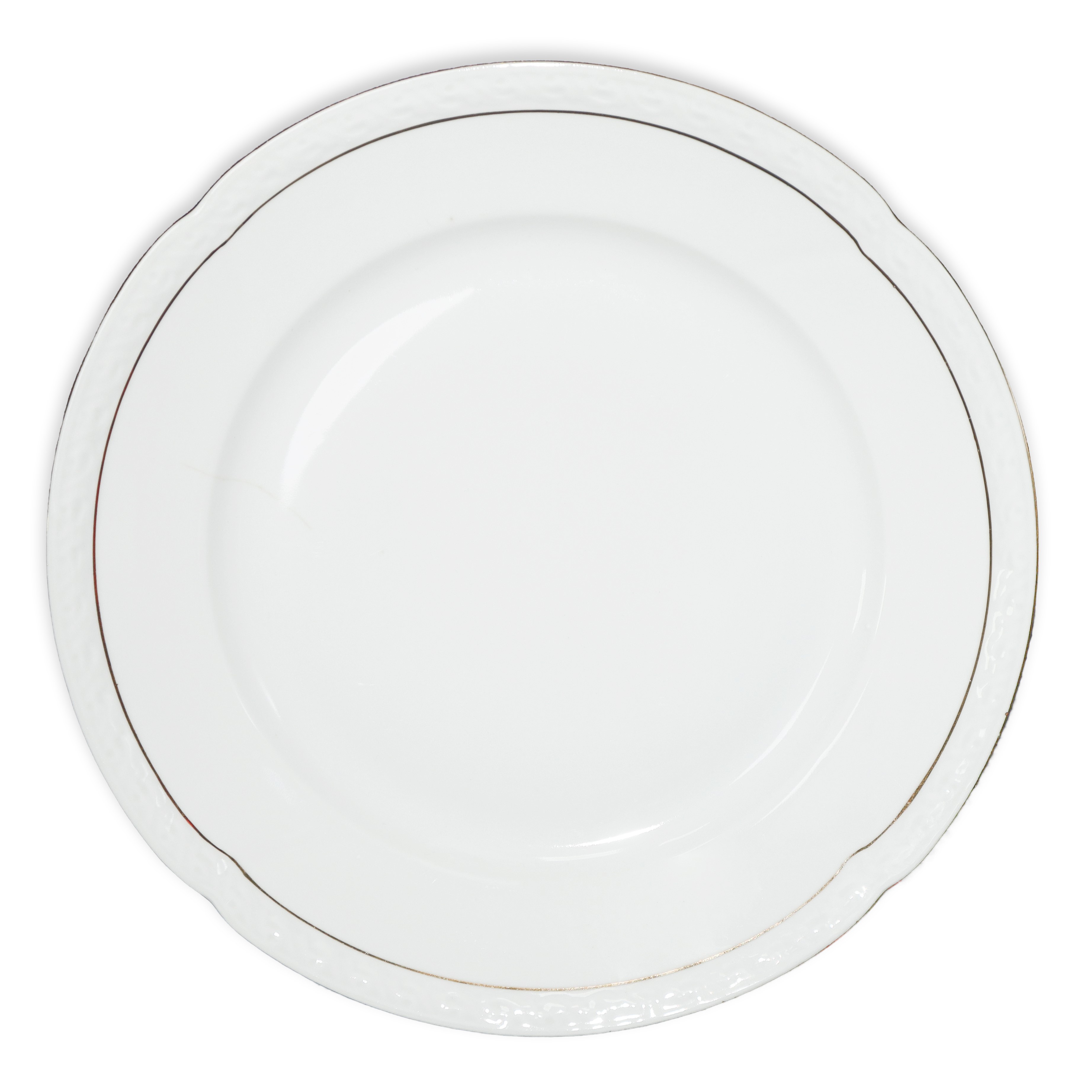 Servizio di piatti in porcellana bianca Czechoslovakia con profilo dorato, composto da 31 piatti ...