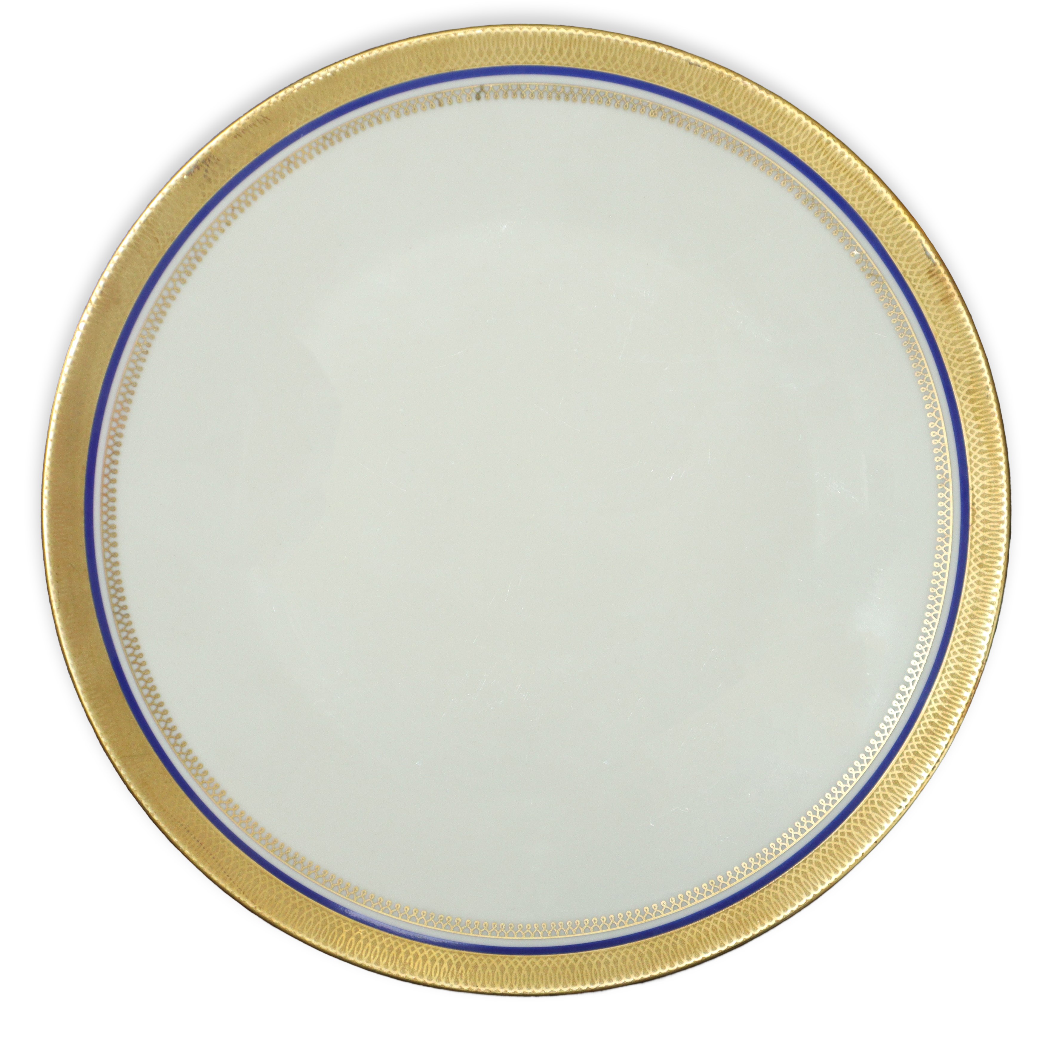 Servizio di piatti da 12 in porcellana con bordo dorato e blu