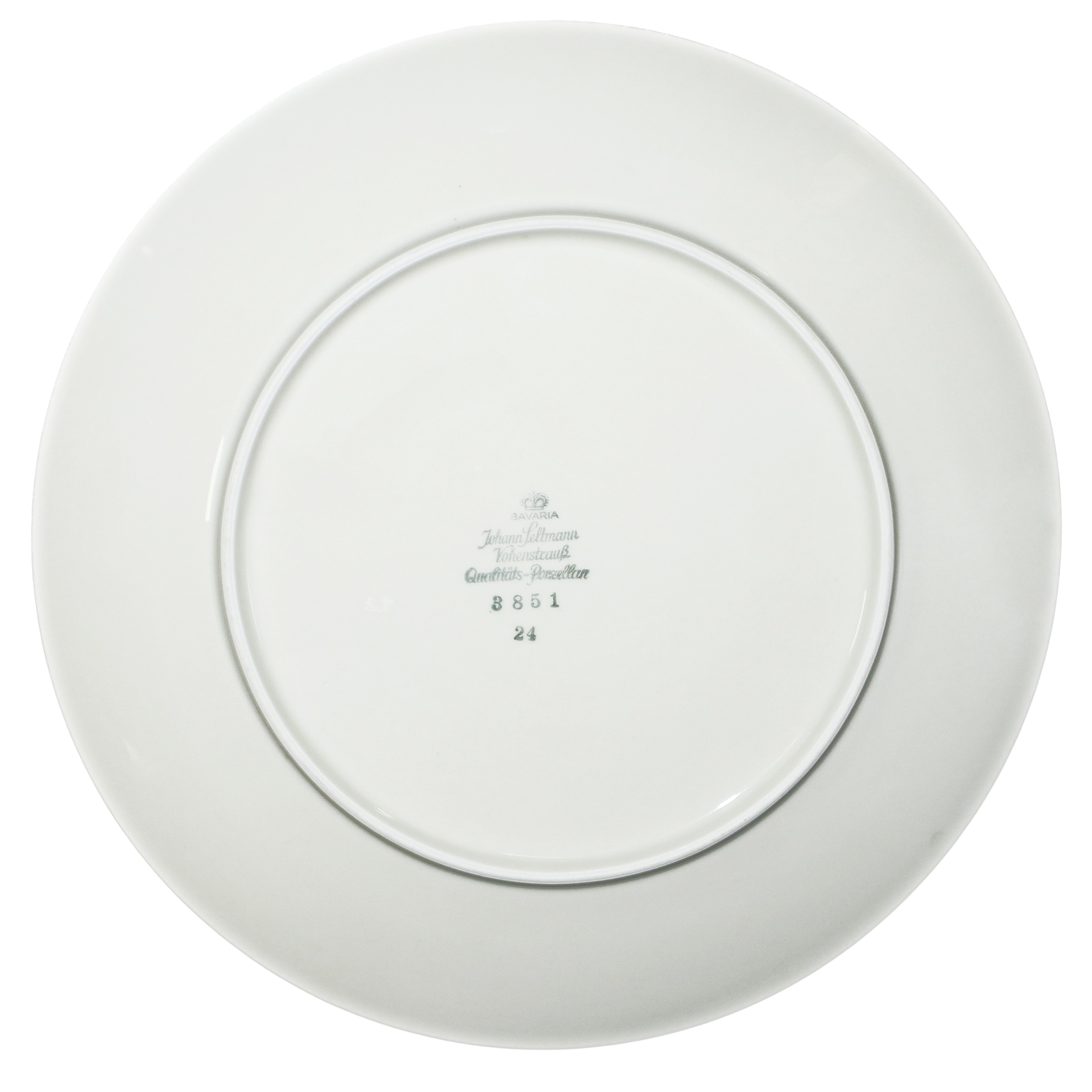 Servizio di piatti da 12 in porcellana con bordo dorato e blu