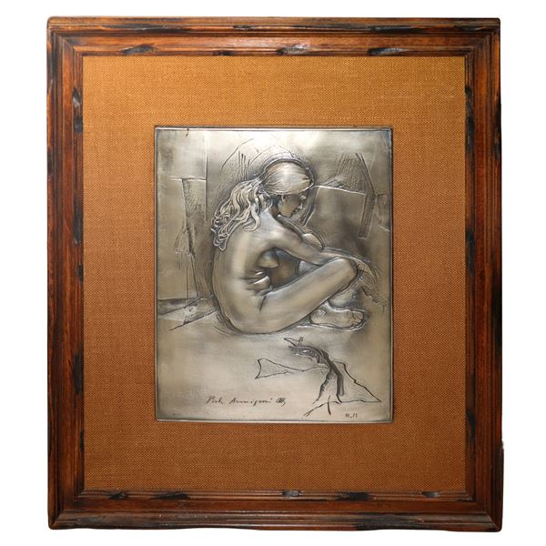 Pietro Annigoni - Modella in riposo, placca in argento 925